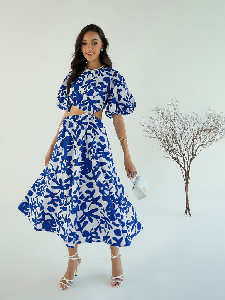 Women's Blue Floral Dress