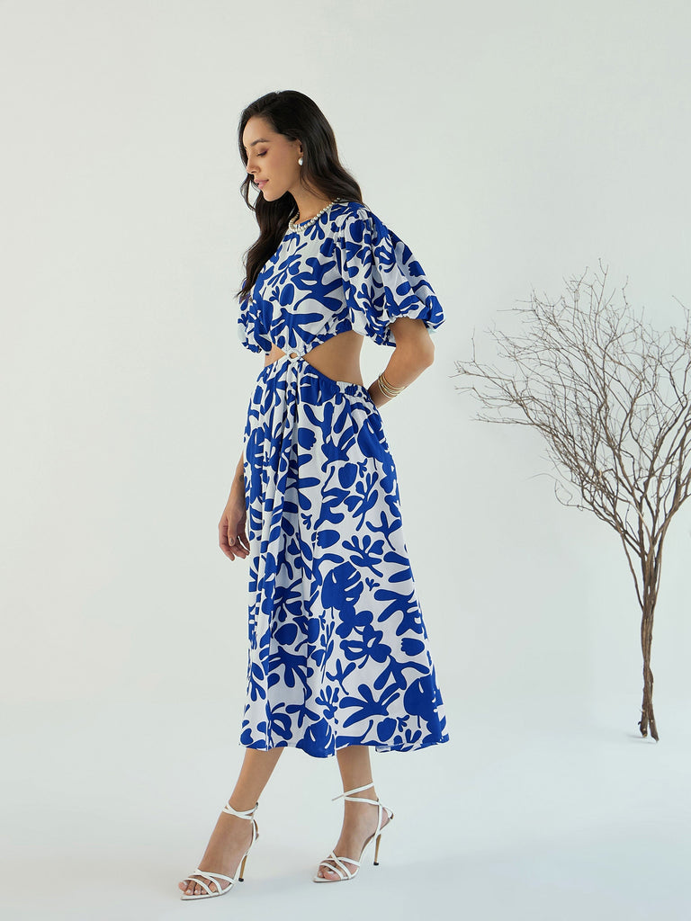 Women's Blue Floral Dress