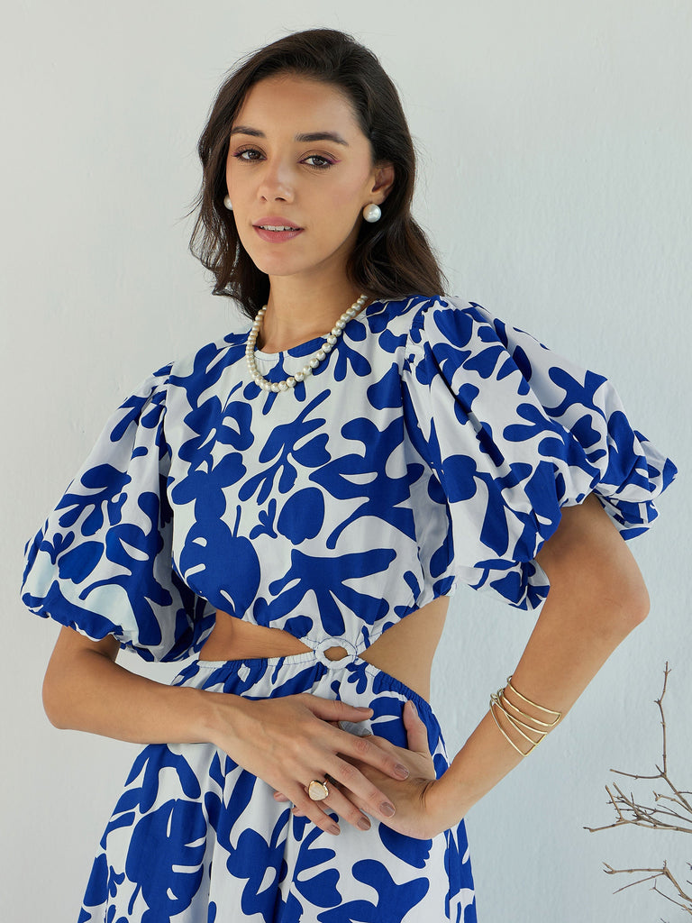 Women's Blue Floral Dress