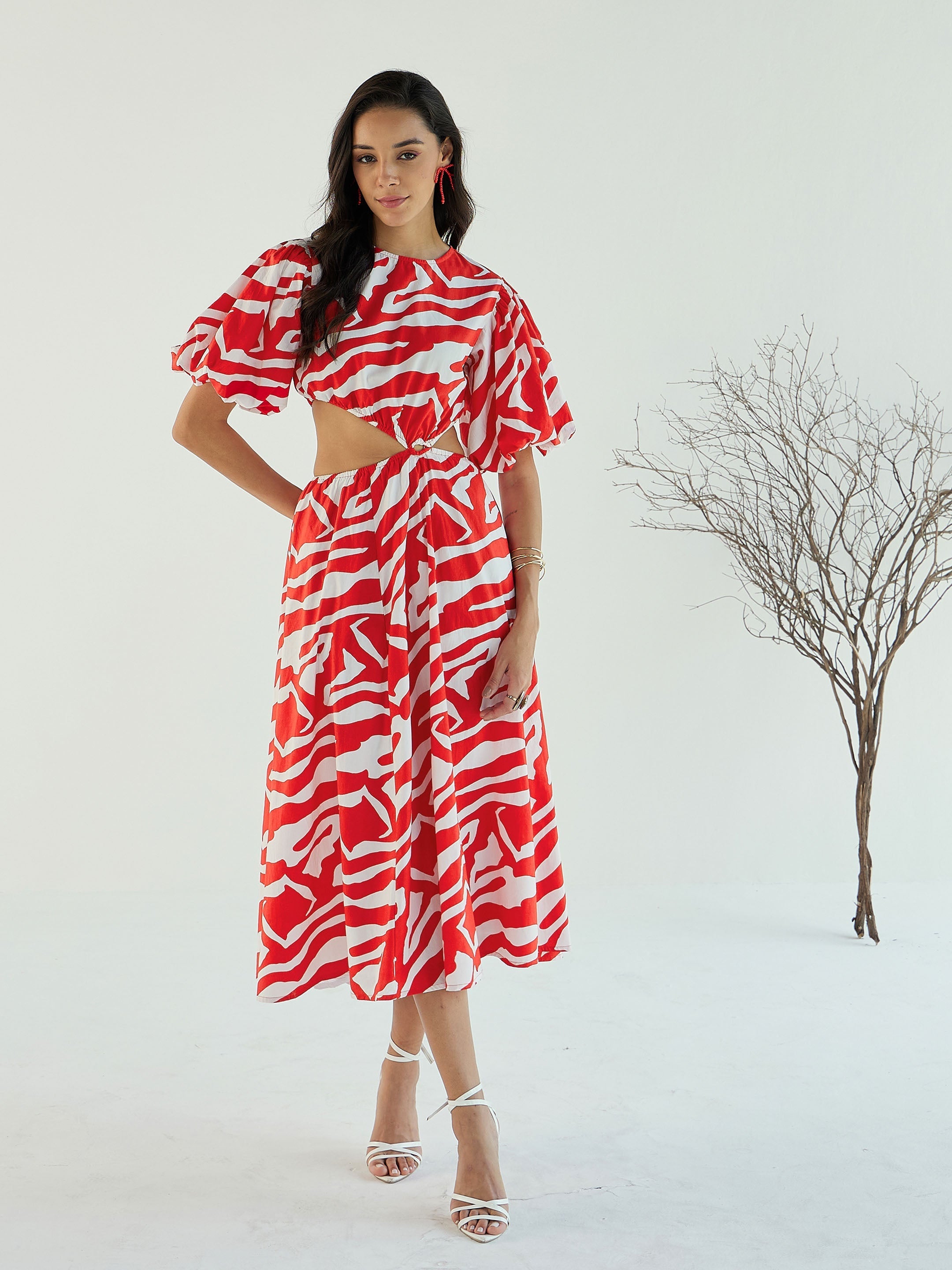 Women's Red Printed Dress - Sassafras