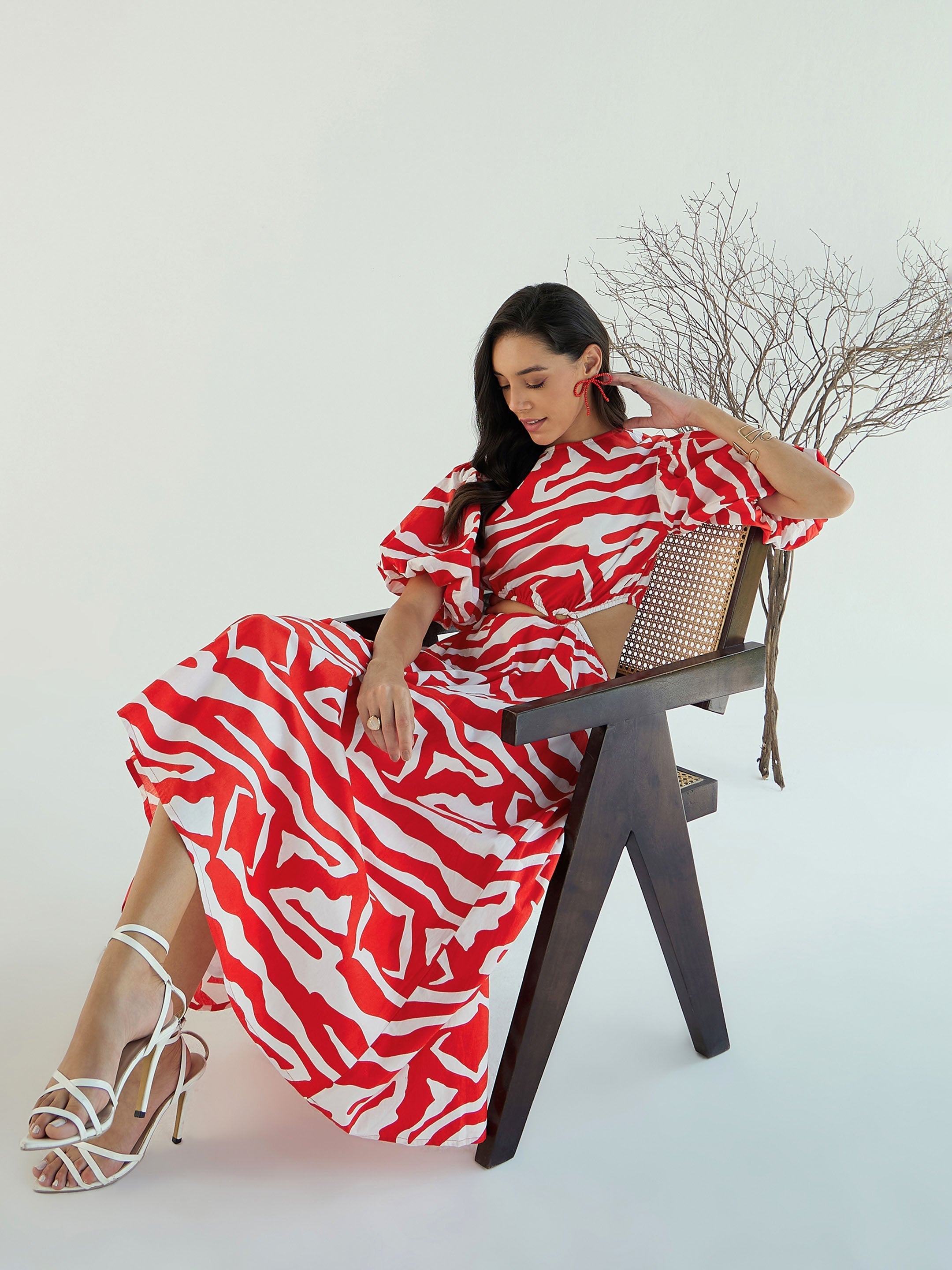 Women's Red Printed Dress - Sassafras