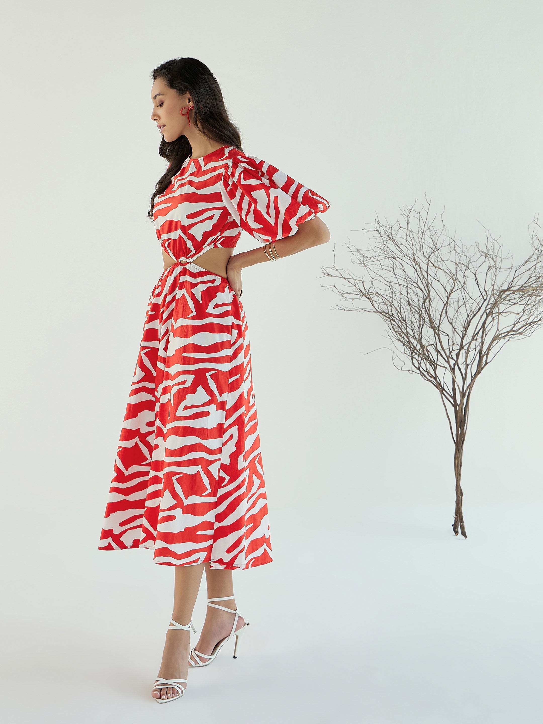 Women's Red Printed Dress - Sassafras