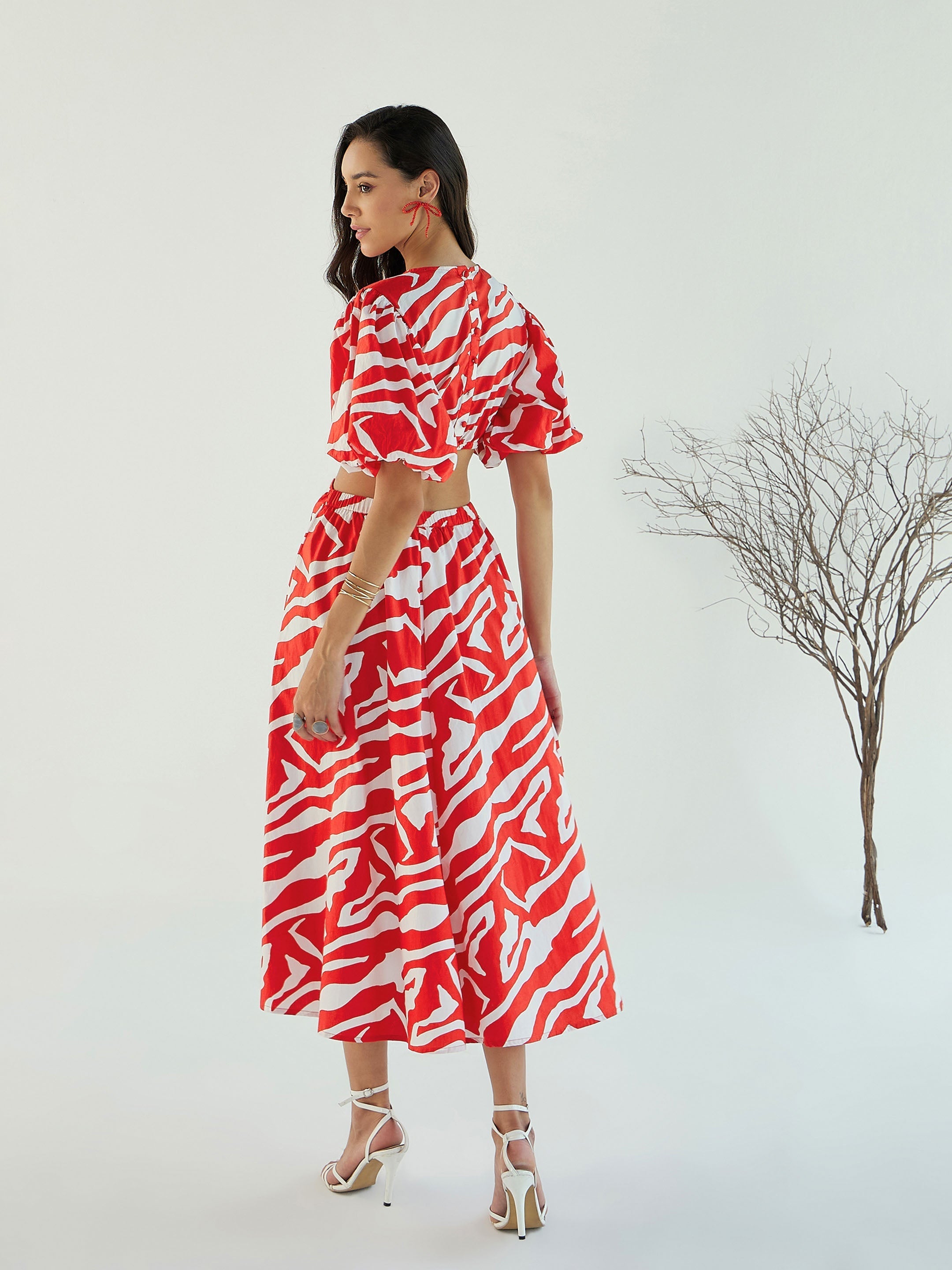 Women's Red Printed Dress - Sassafras