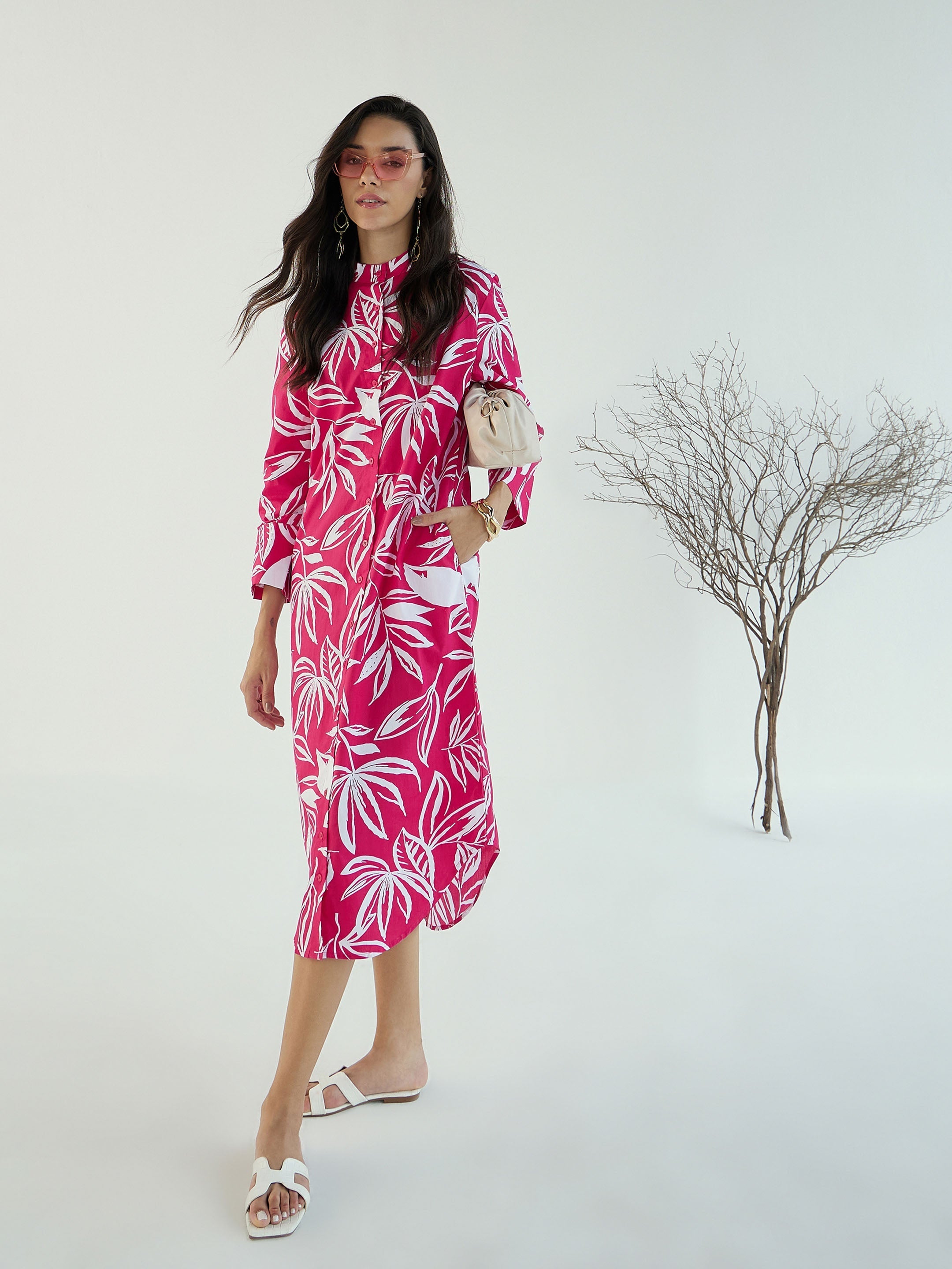 Women's Fuchsia Floral Dress - Sassafras