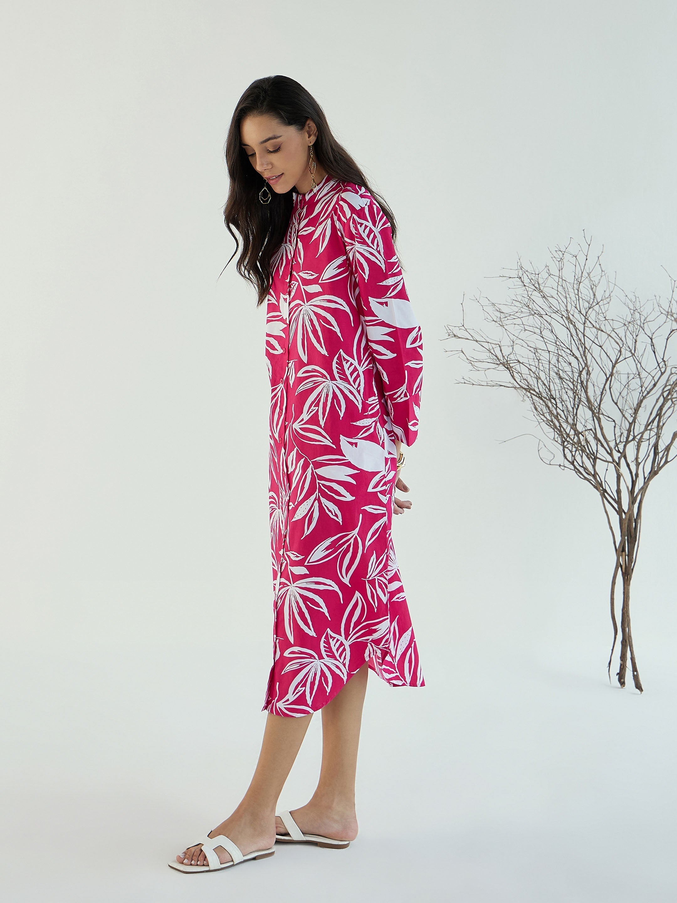 Women's Fuchsia Floral Dress - Sassafras