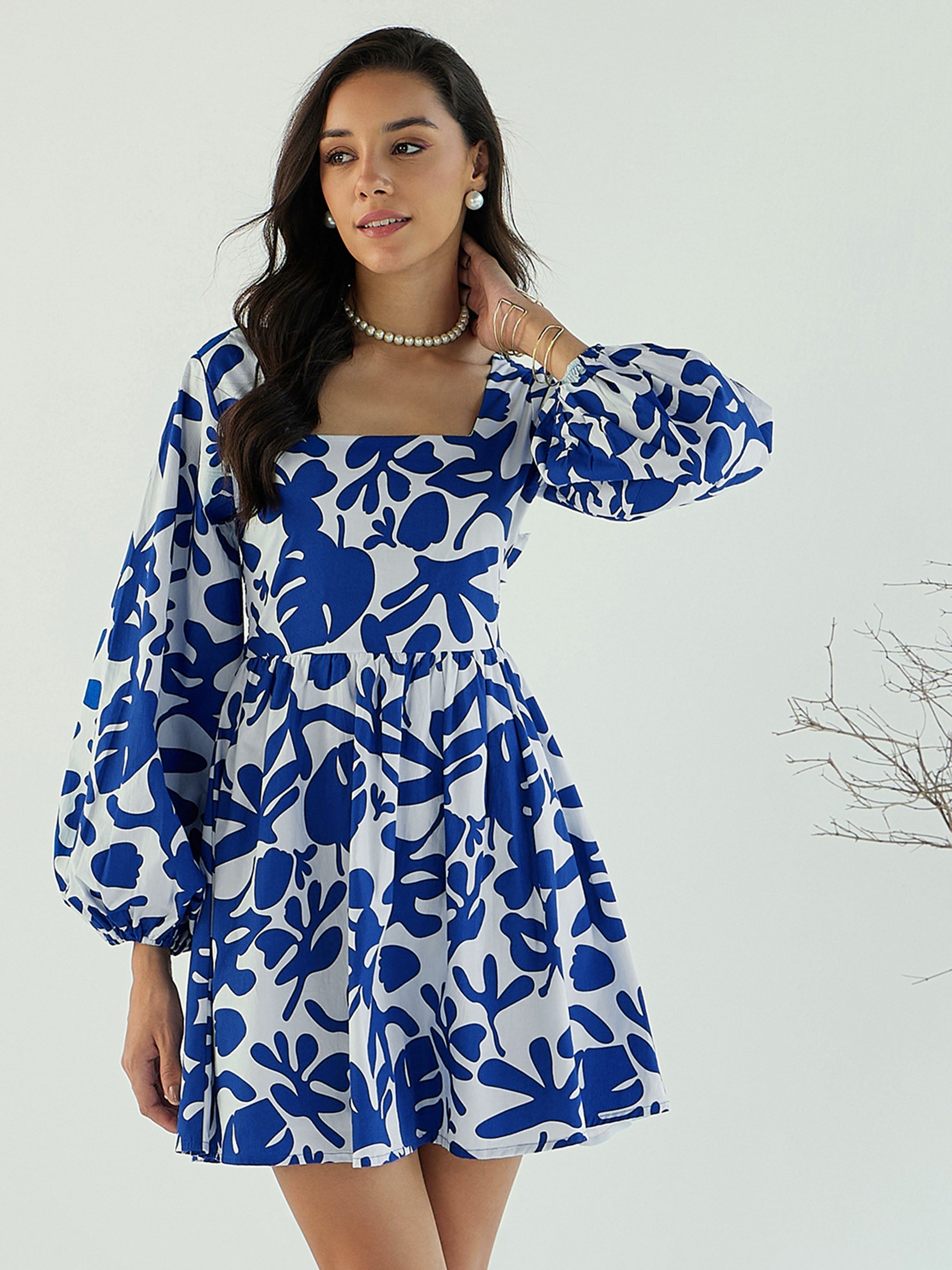 Women's Blue Floral Dress - Sassafras