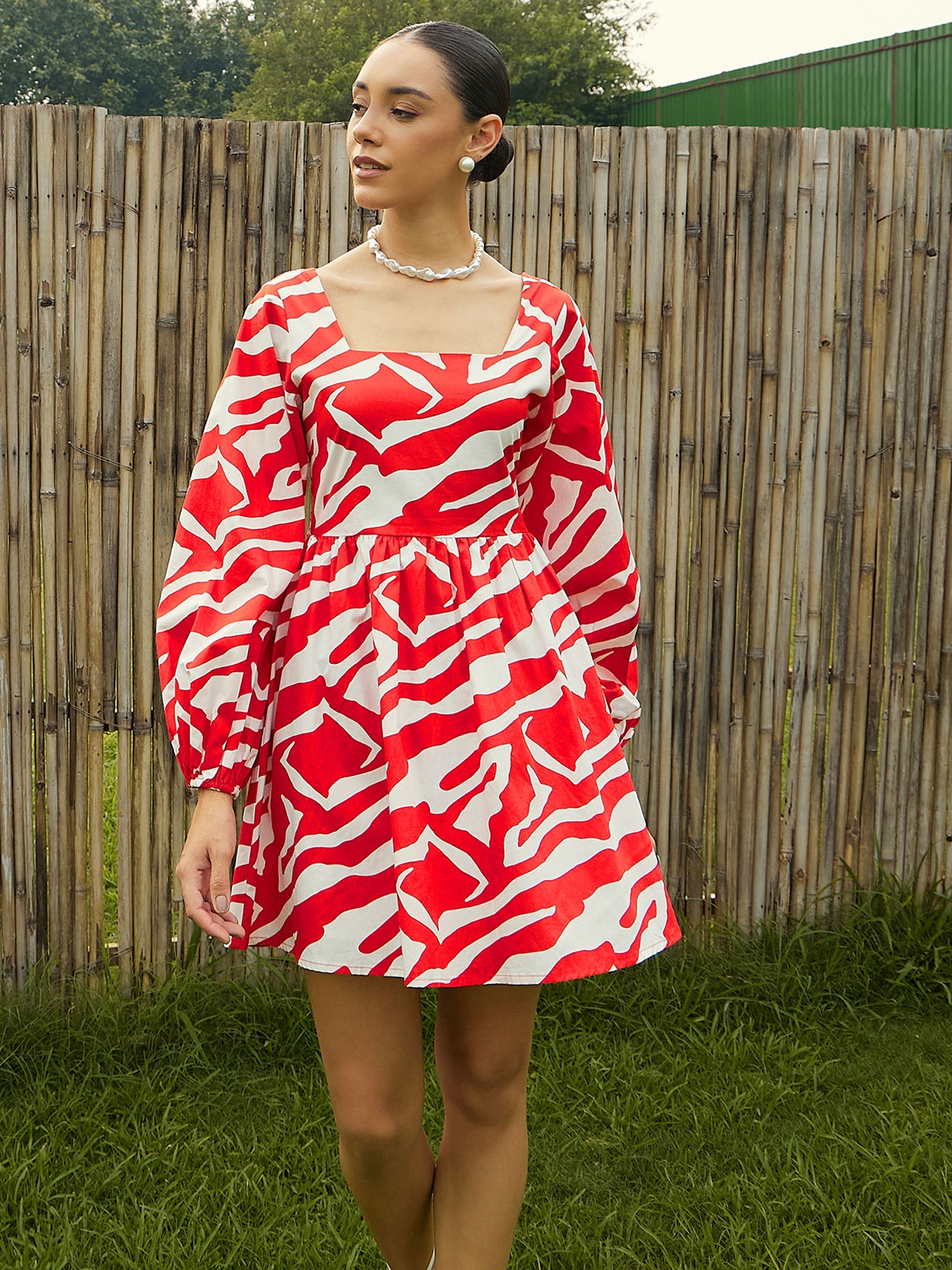 Women's Red Printed Dress - Sassafras