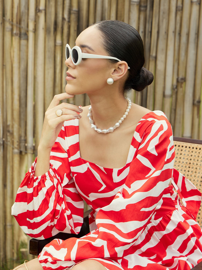Women's Red Printed Dress