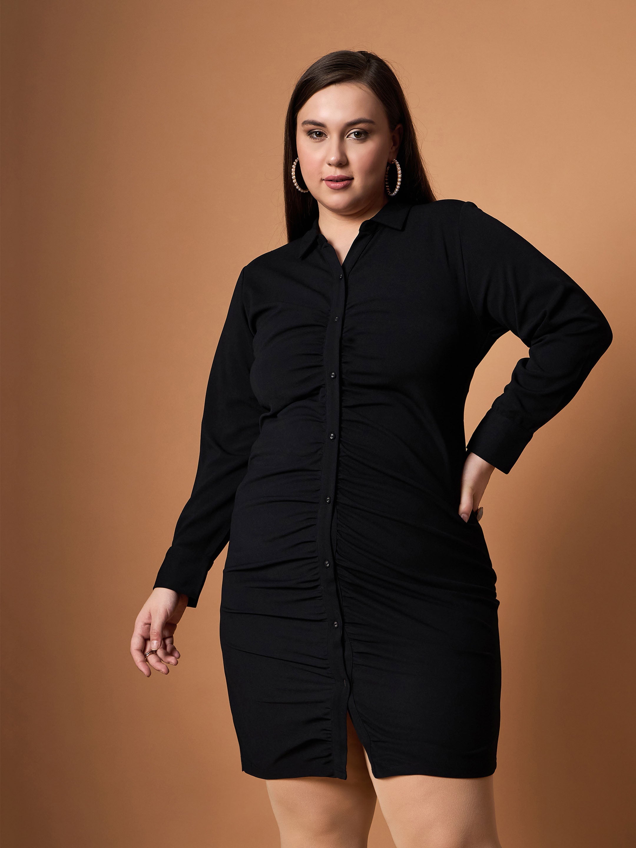 Women's Black Solid Dress - Sassafras