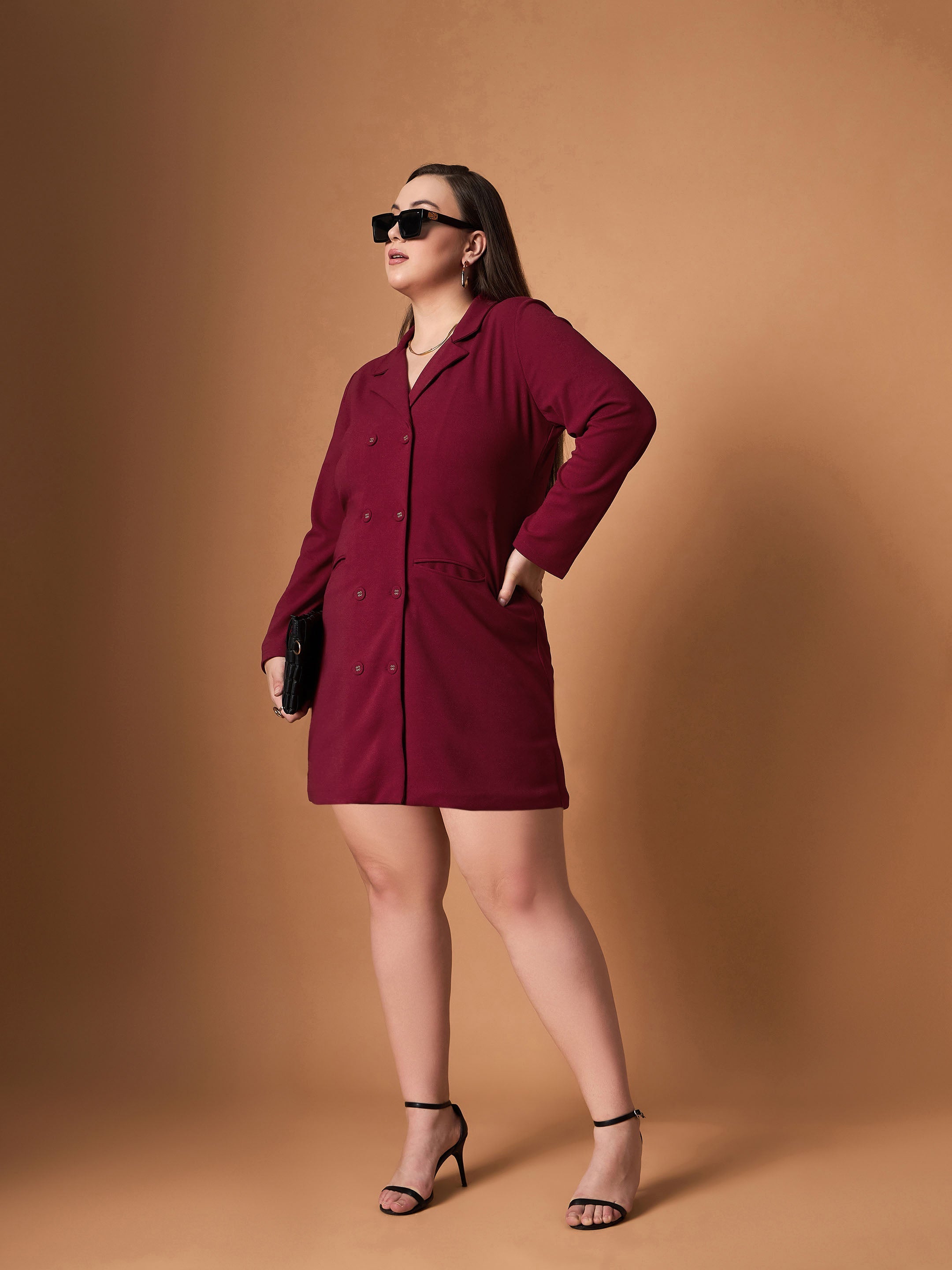 Women's Maroon Solid Dress - Sassafras