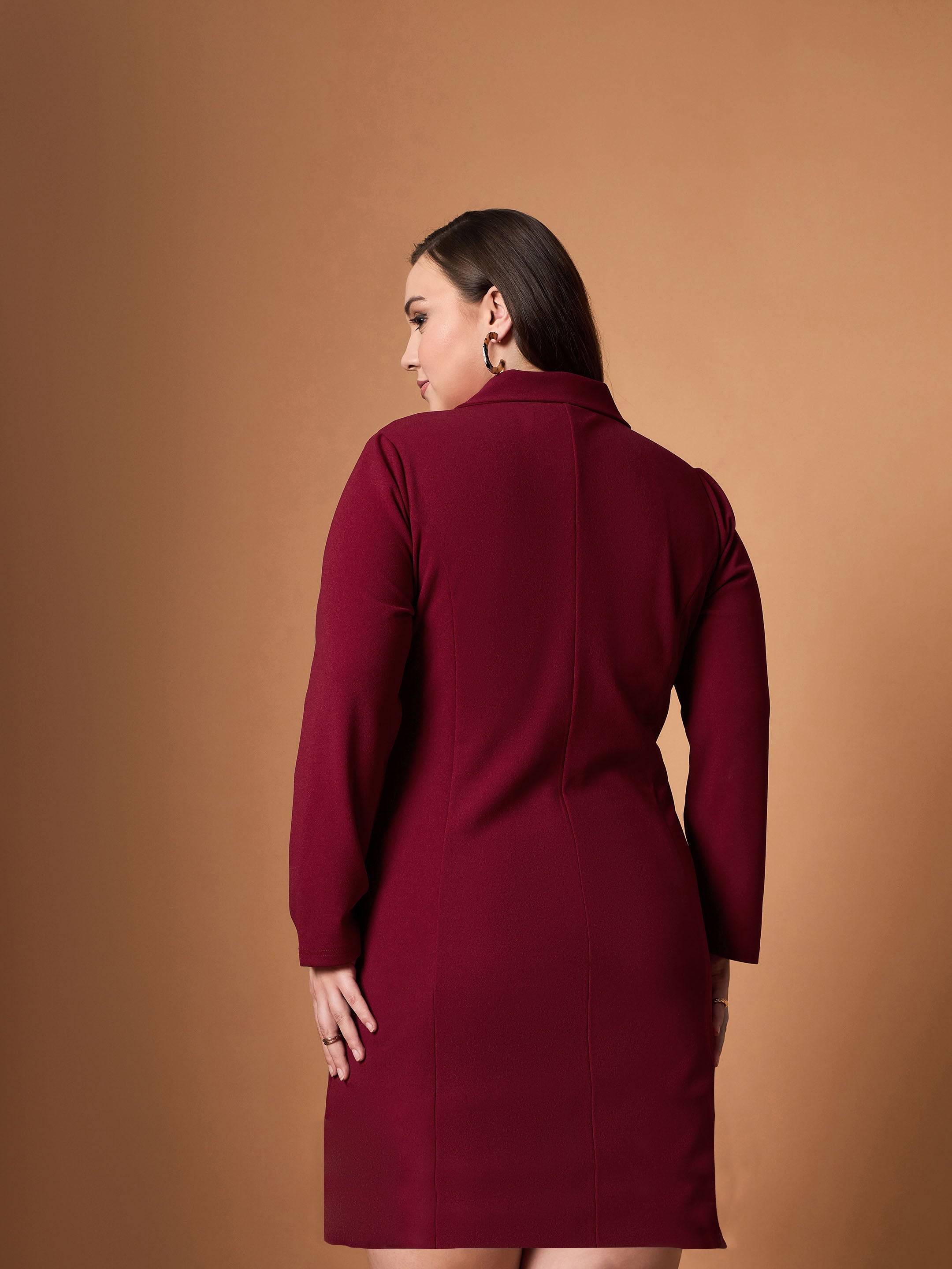 Women's Maroon Solid Dress - Sassafras