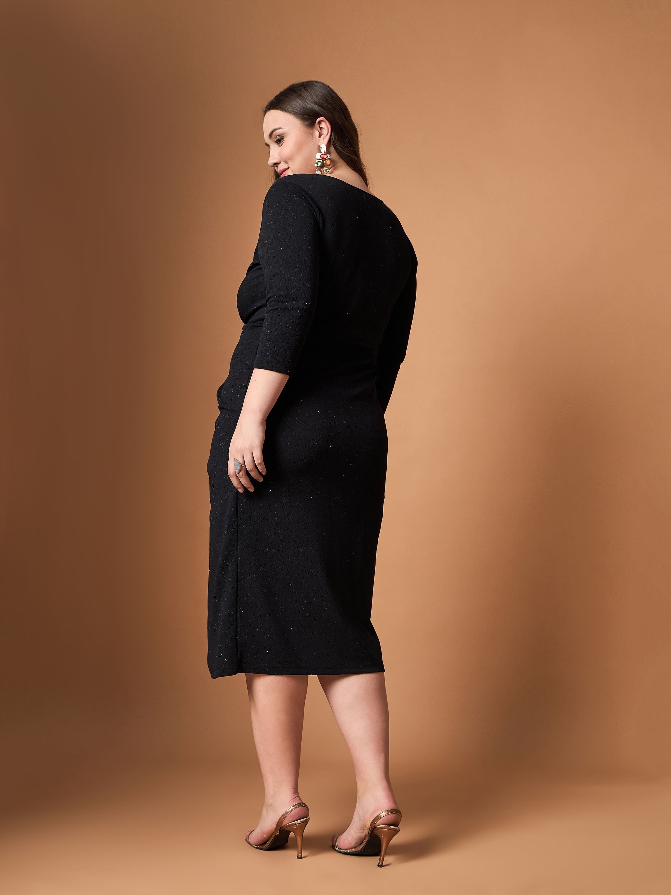 Women's Black Solid Dress - Sassafras