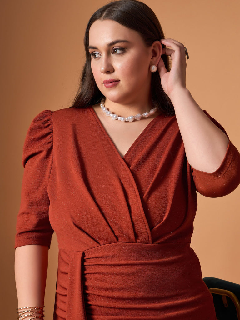 Women's Rust Solid Dress