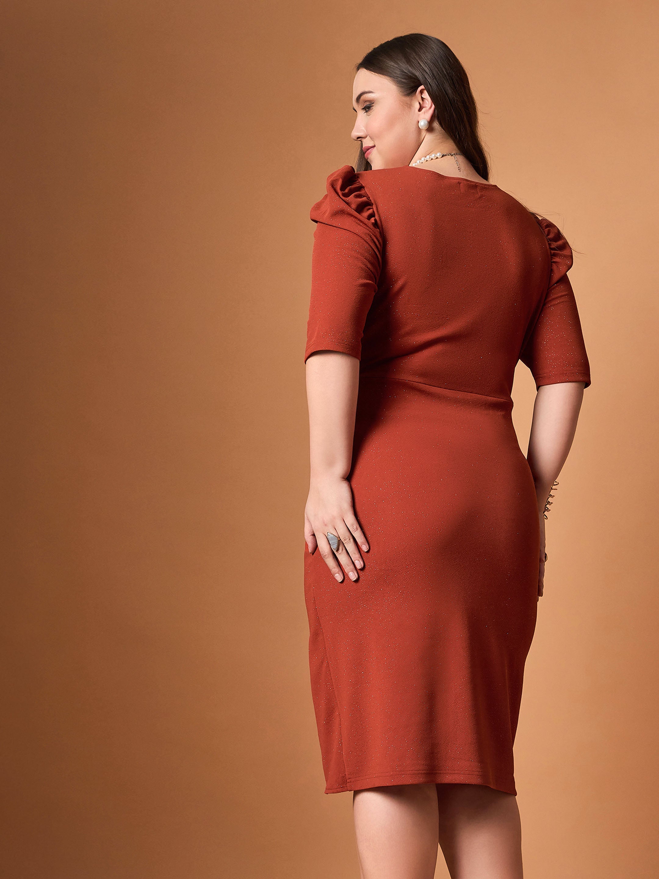 Women's Rust Solid Dress - Sassafras