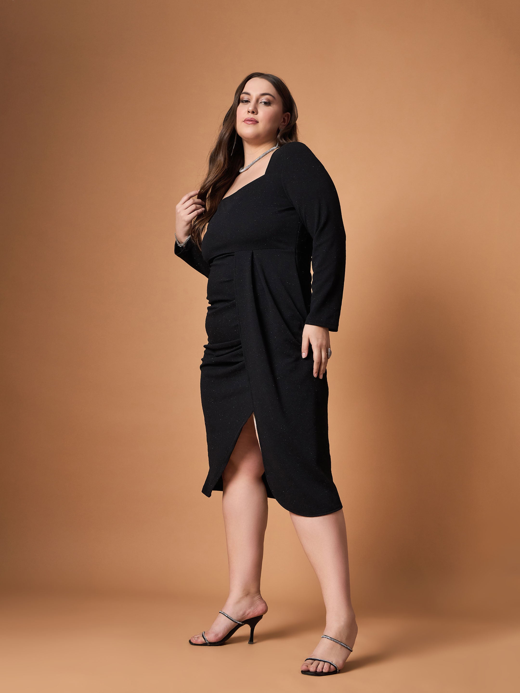 Women's Black Solid Dress - Sassafras