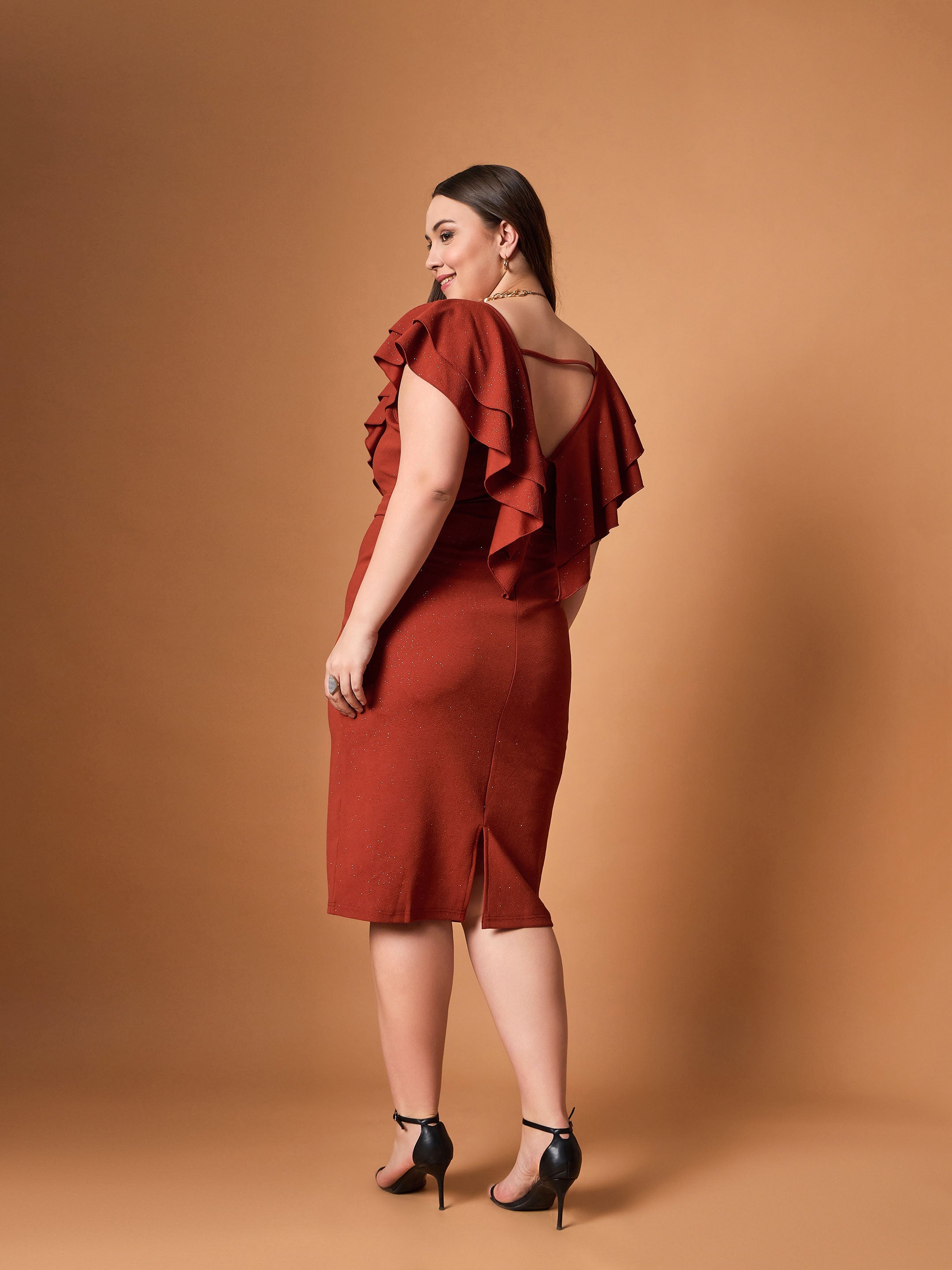 Women's Rust Solid Dress - Sassafras