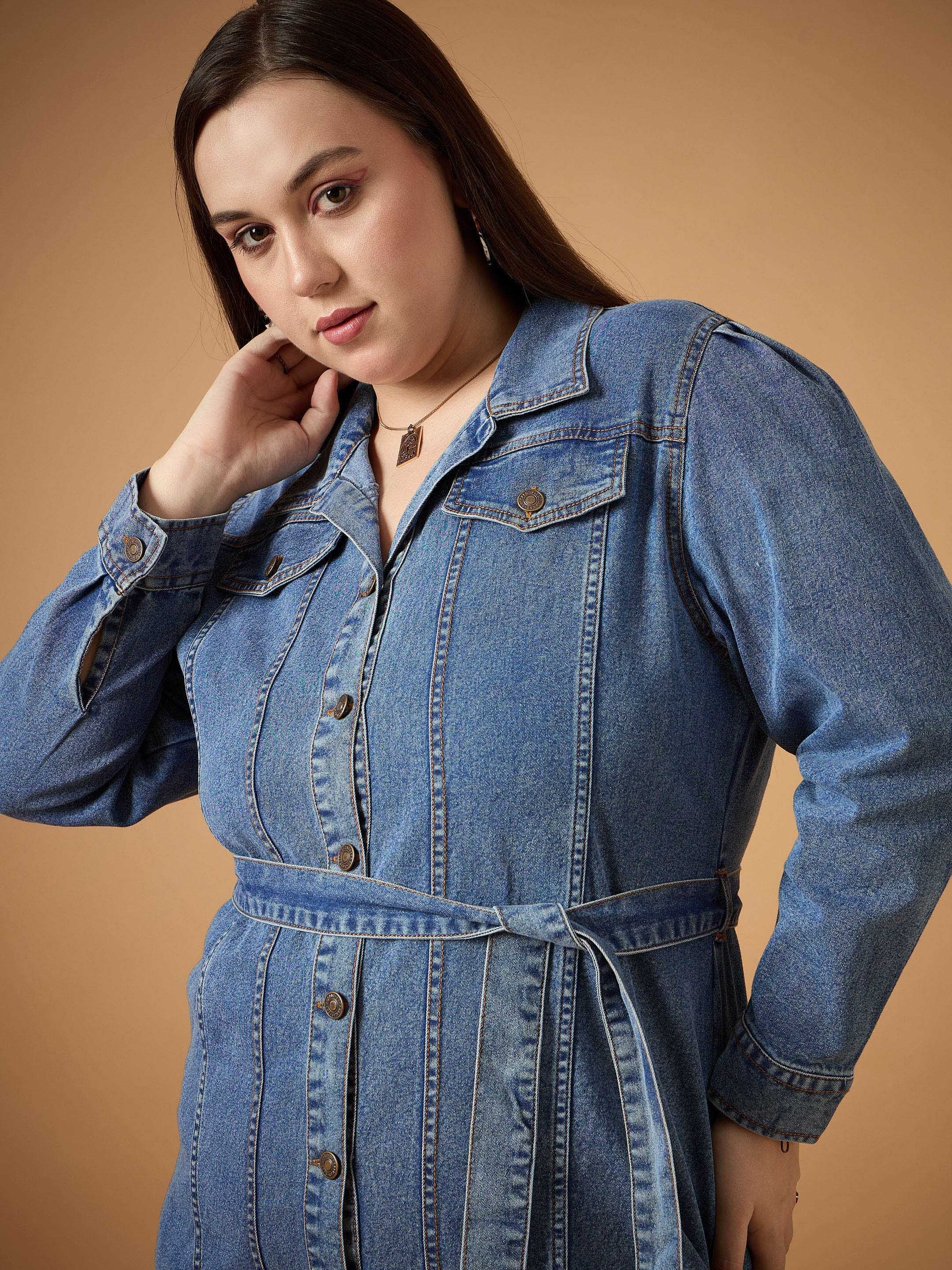 Women's Blue Denim Dress - Sassafras