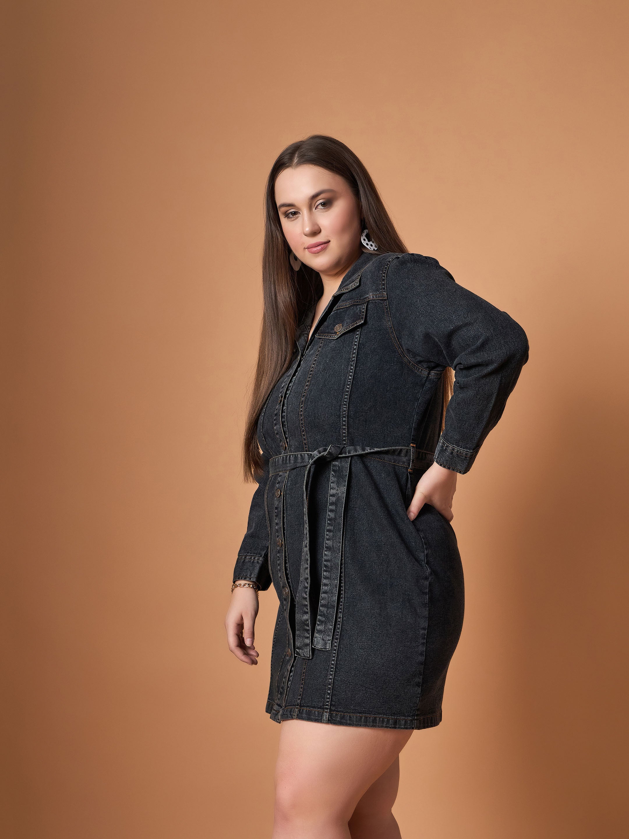 Women's Black Denim Dress - Sassafras