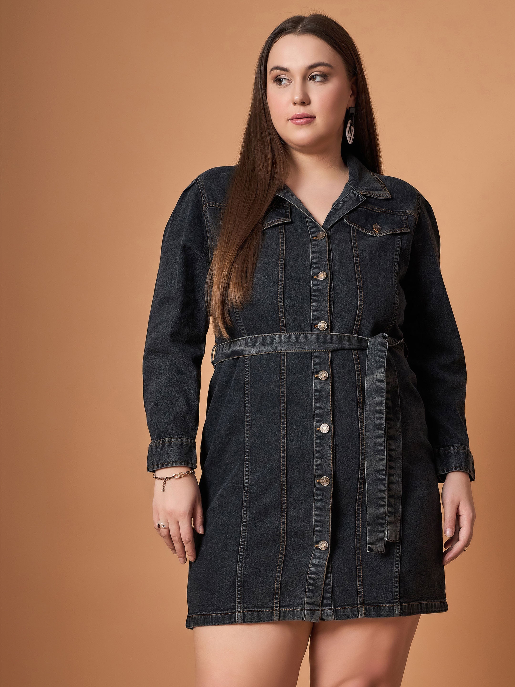 Women's Black Denim Dress - Sassafras