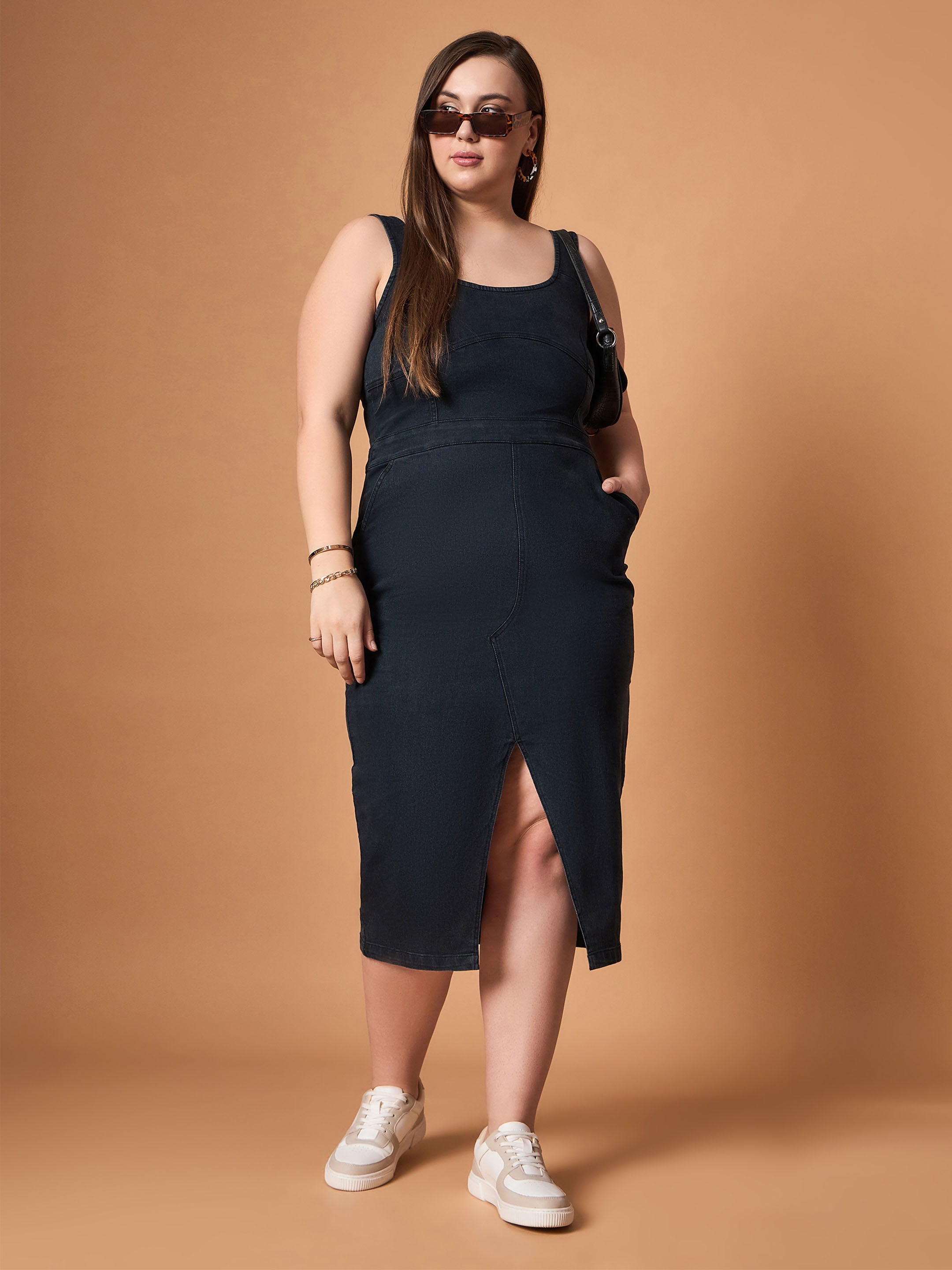 Women's Black Denim Dress - Sassafras