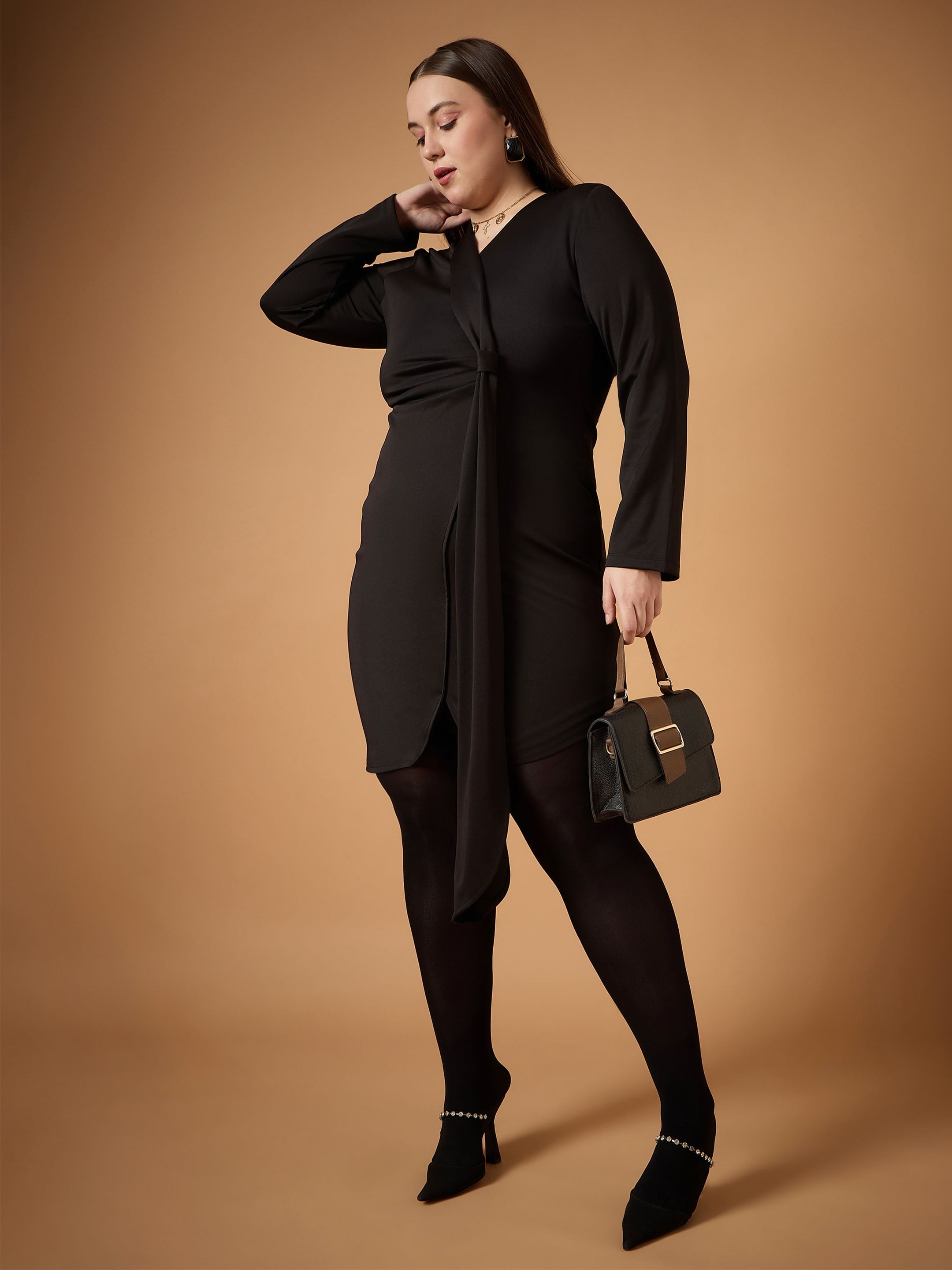 Women's Black Solid Dress - Sassafras