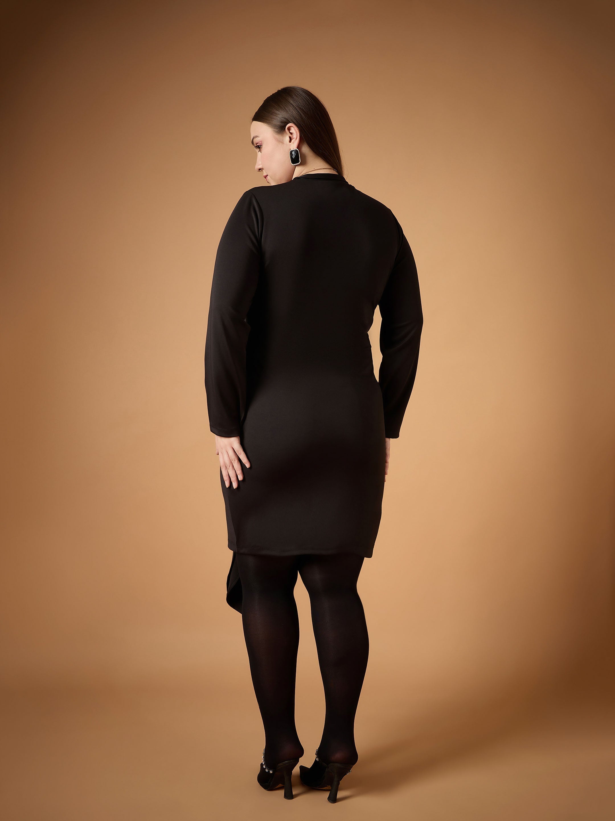 Women's Black Solid Dress - Sassafras