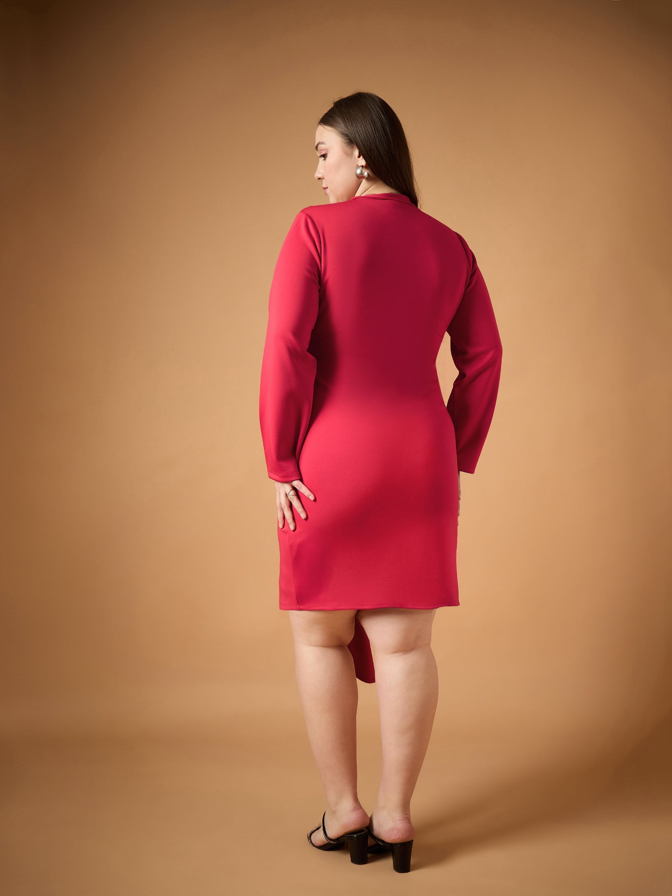 Women's Red Solid Dress - Sassafras