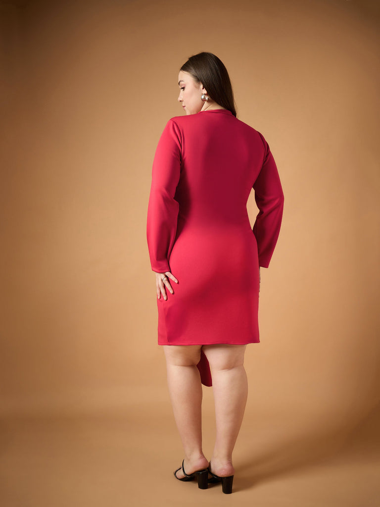 Women's Red Solid Dress