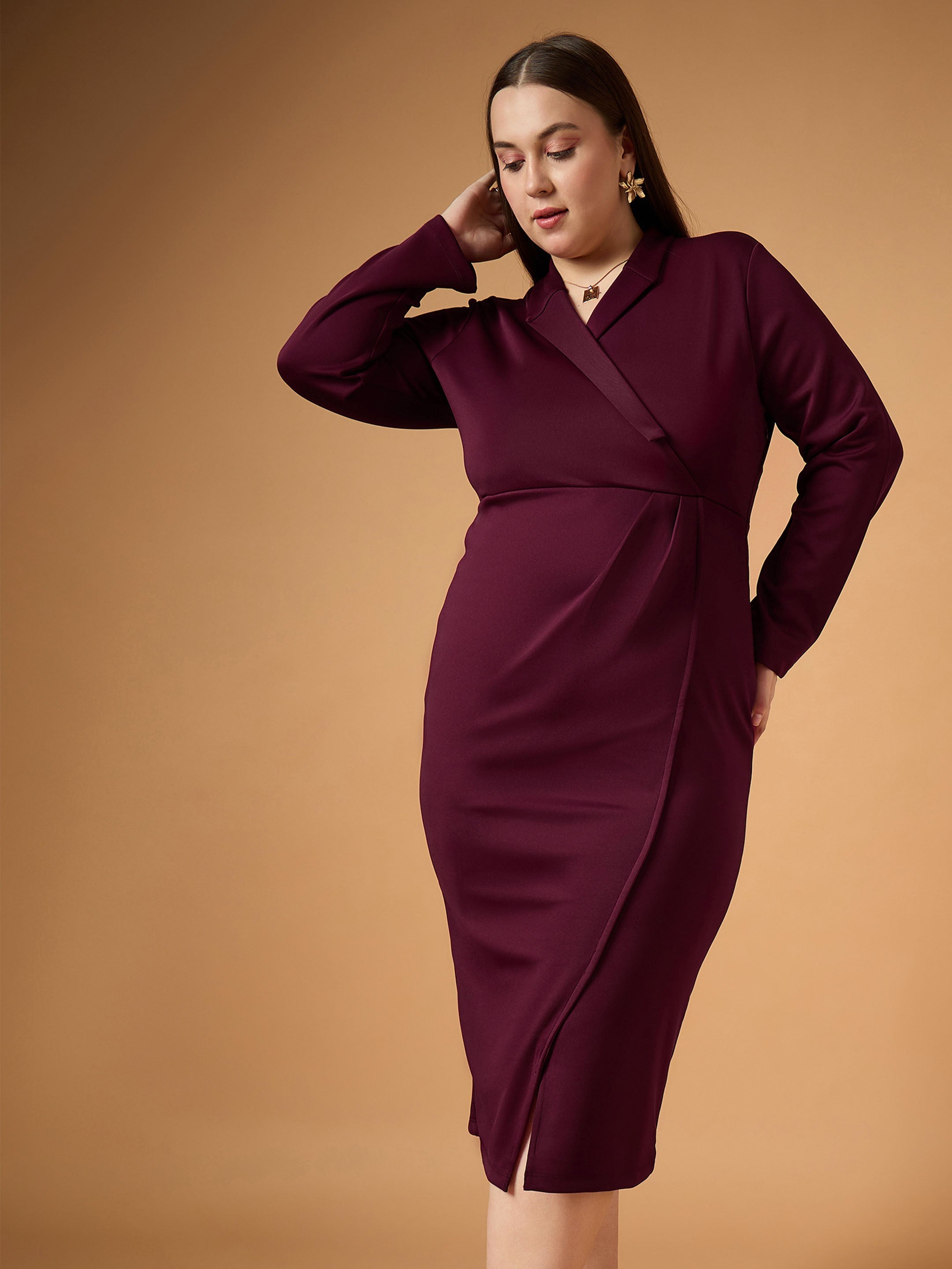 Women's Burgundy Solid Dress - Sassafras