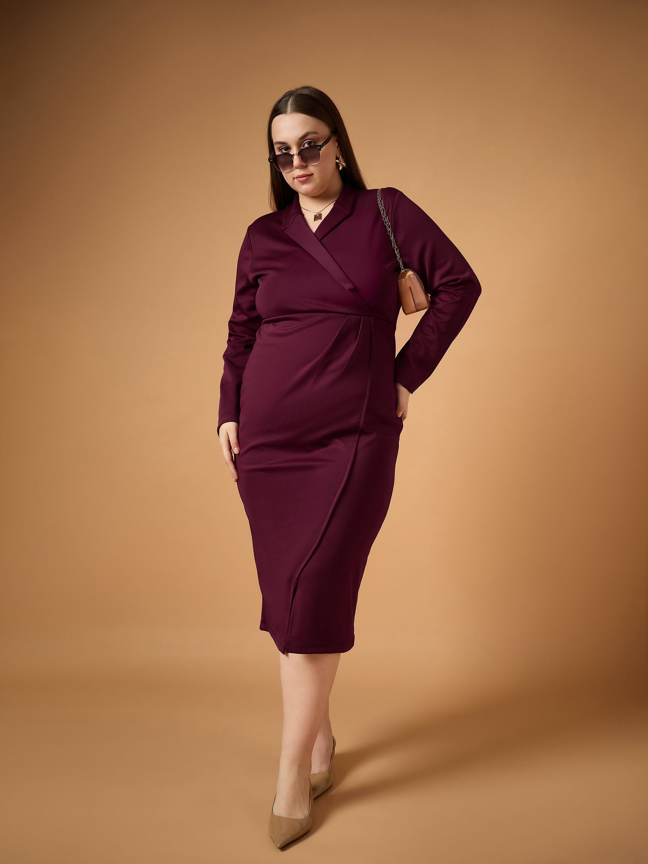 Women's Burgundy Solid Dress - Sassafras