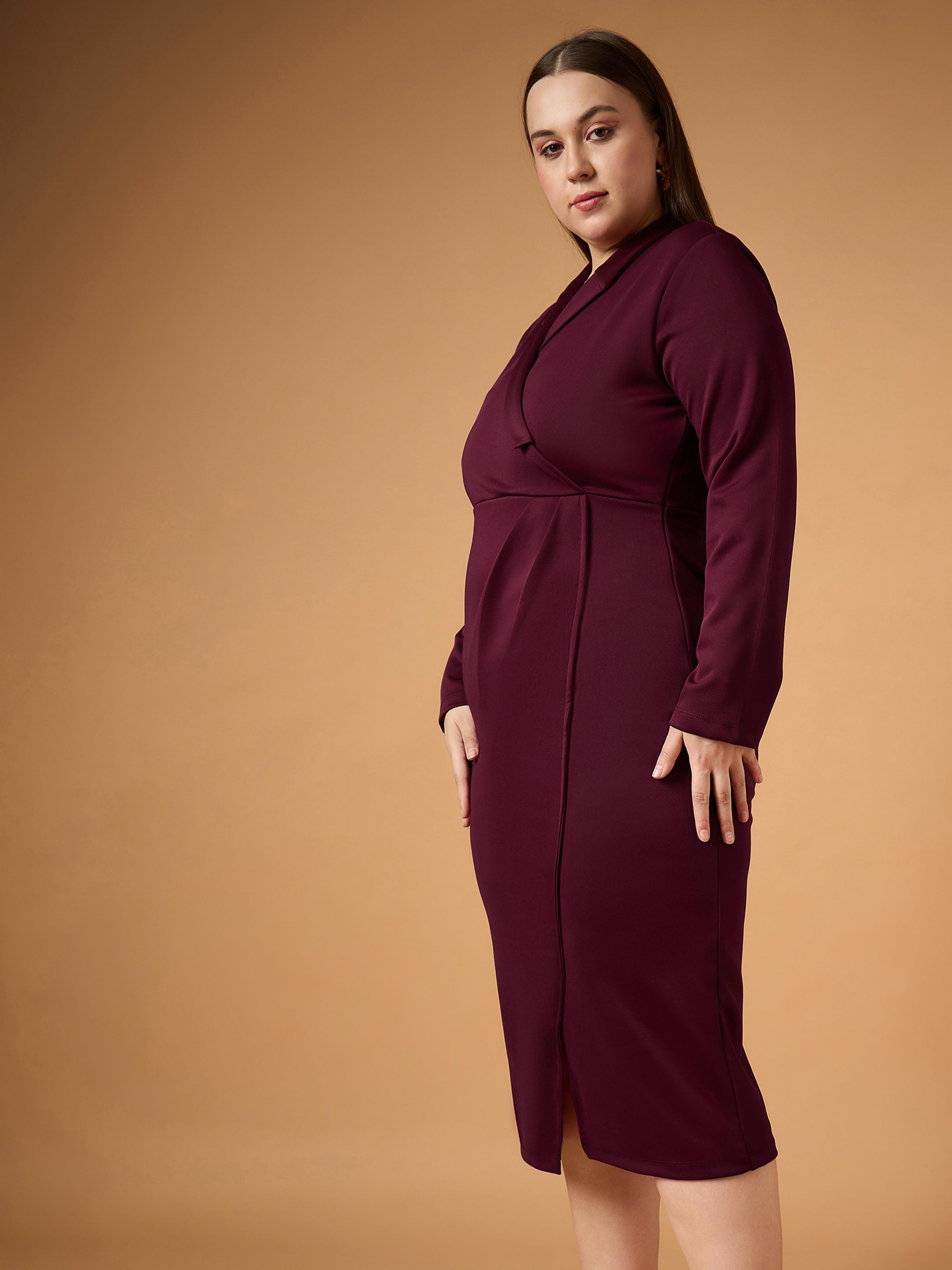 Women's Burgundy Solid Dress - Sassafras