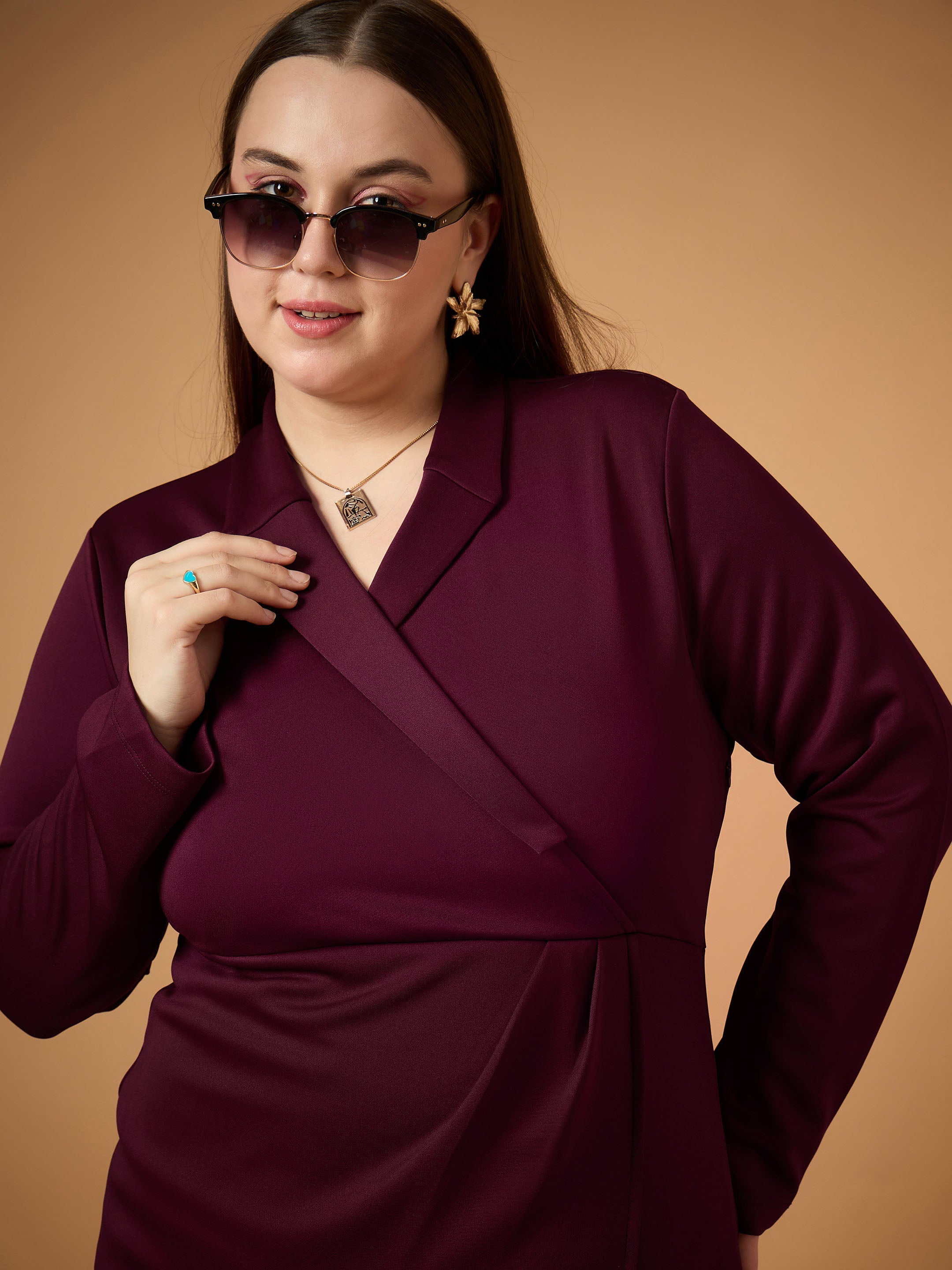 Women's Burgundy Solid Dress - Sassafras