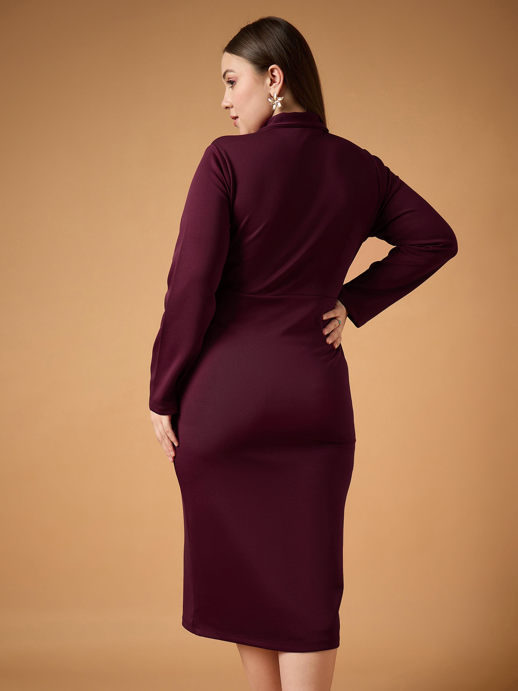 Women's Burgundy Solid Dress - Sassafras