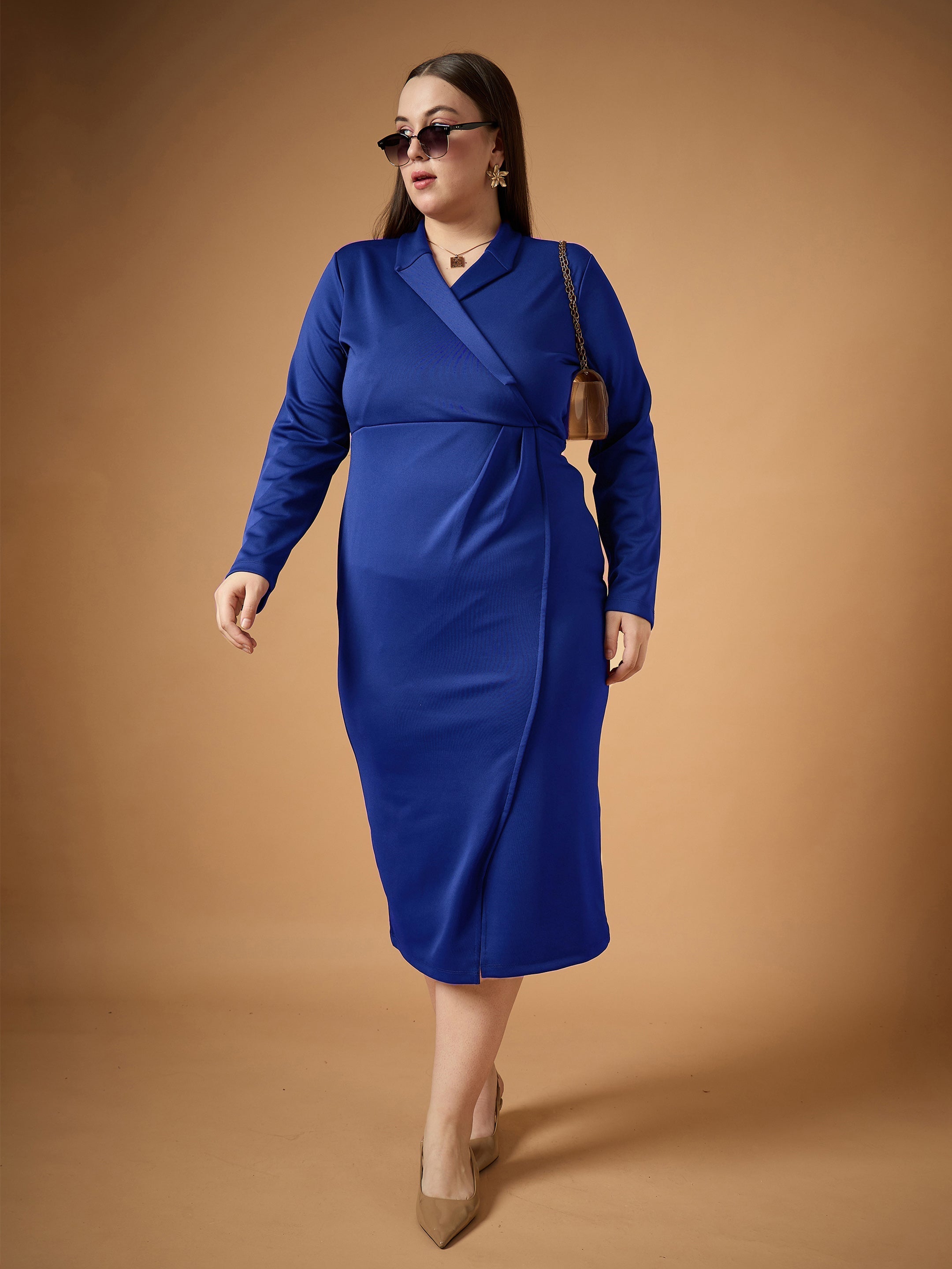 Women's Blue Solid Dress - Sassafras