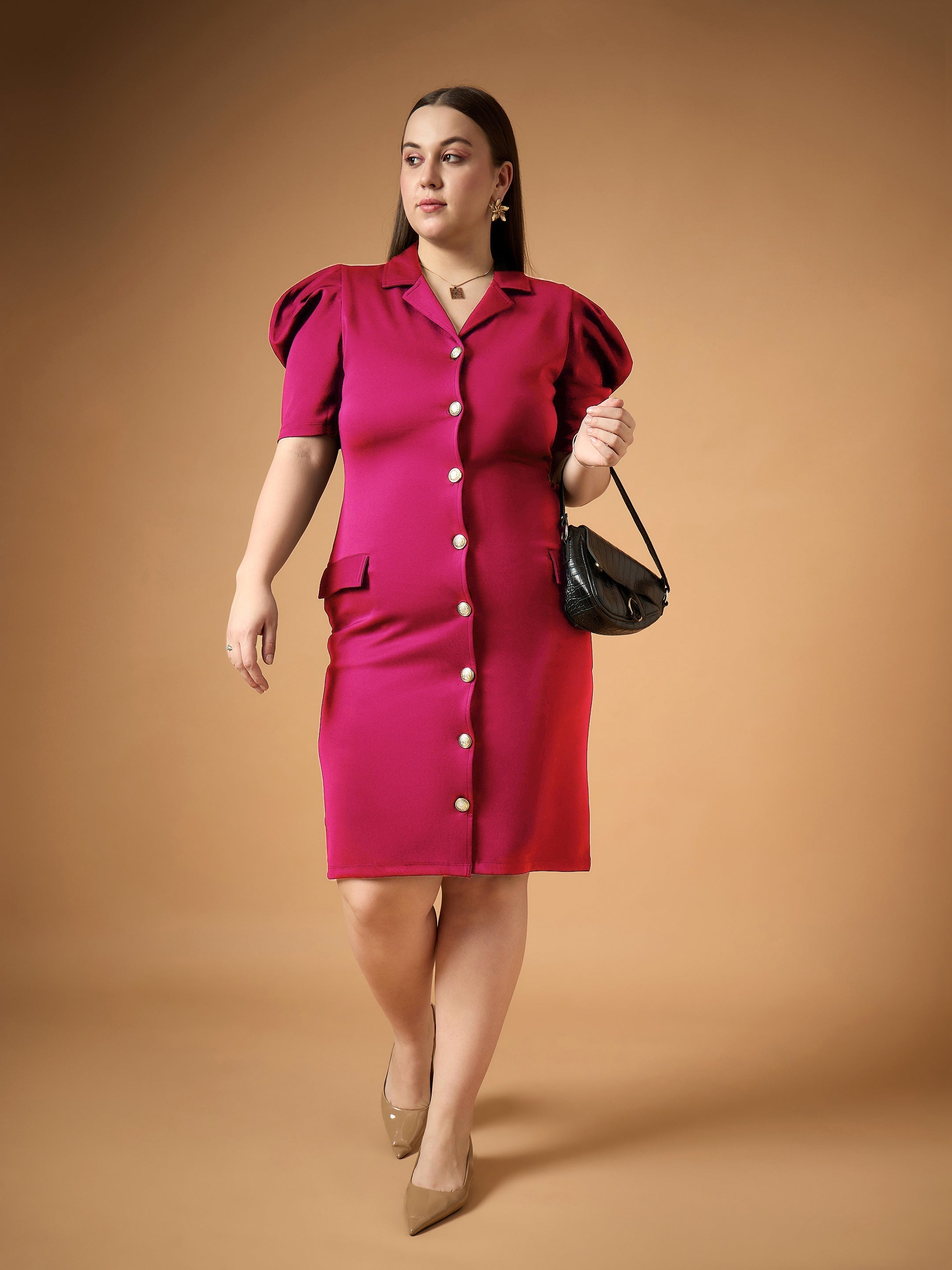 Women's Fuchsia Solid Dress - Sassafras