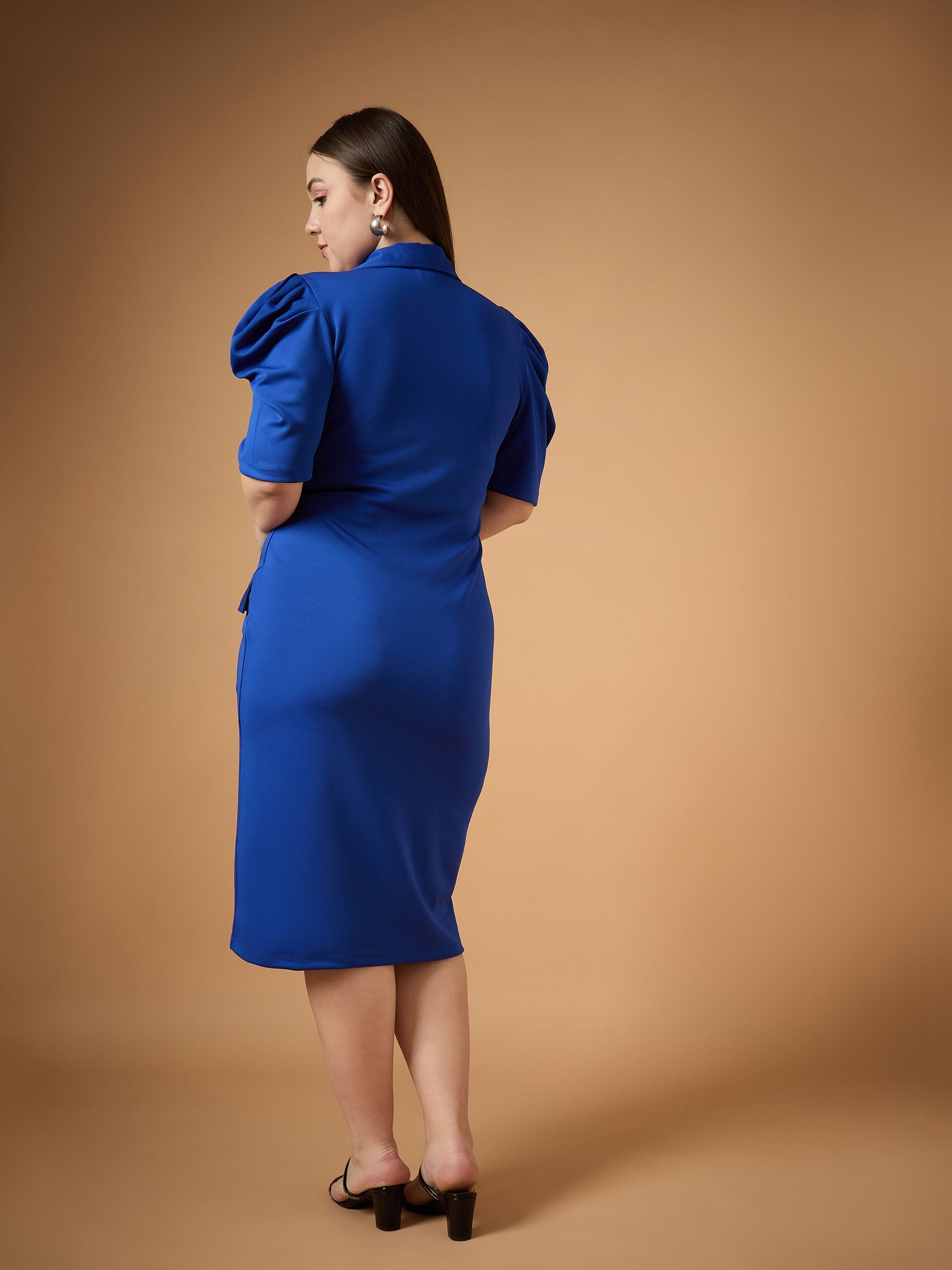 Women's Blue Solid Dress - Sassafras