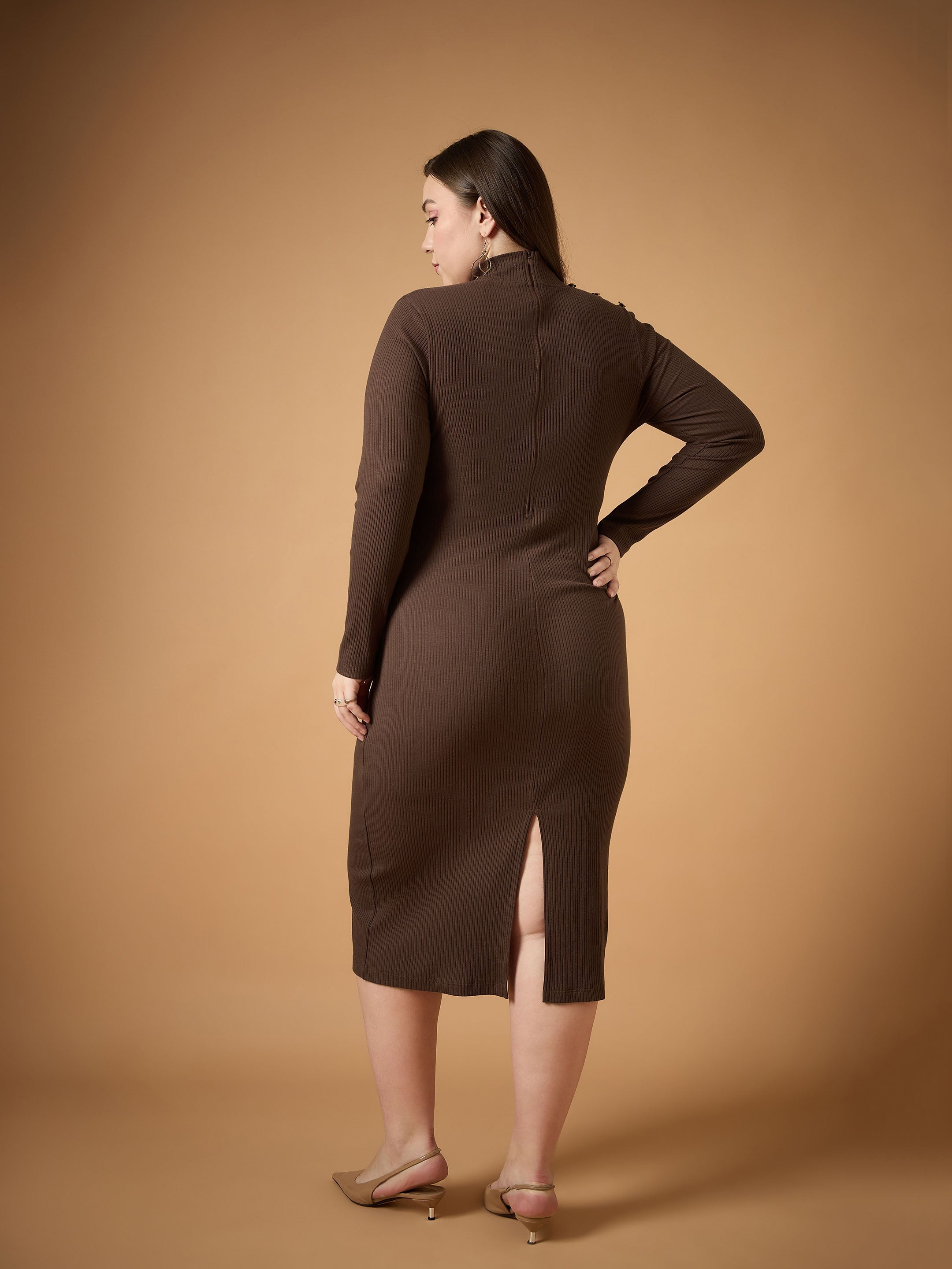 Women's Brown Rib Dress - Sassafras