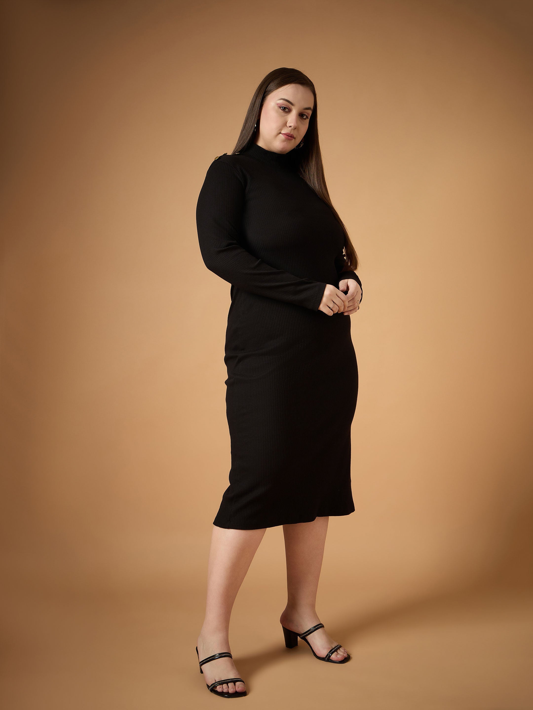 Women's Black Rib Dress - Sassafras