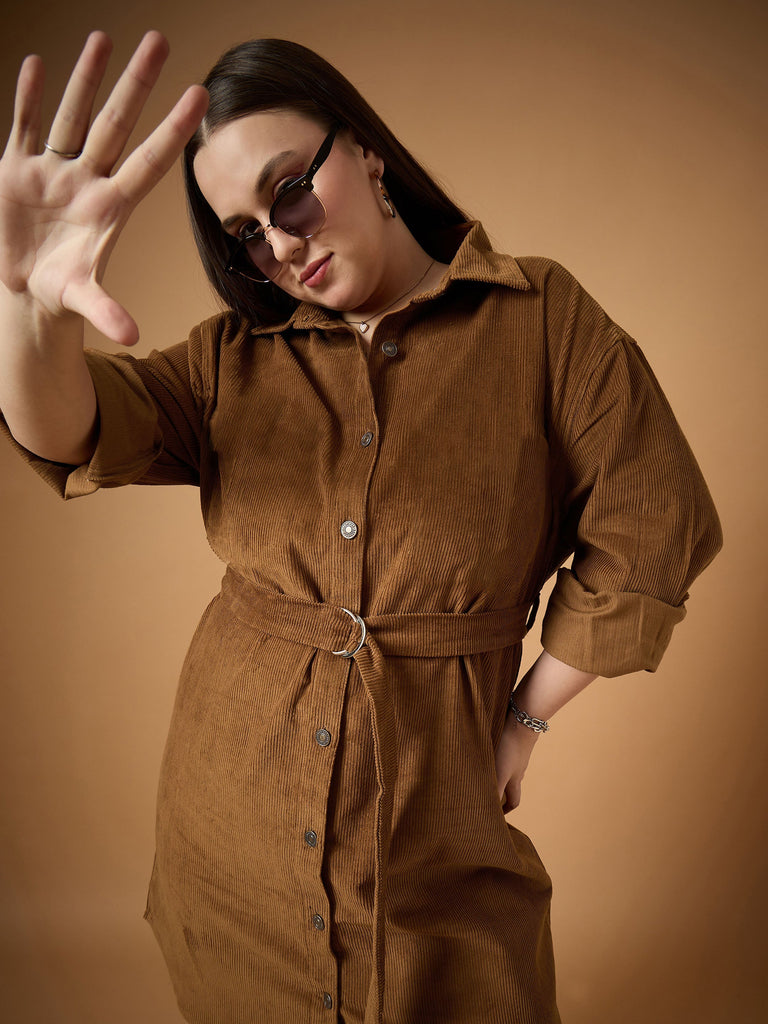 Women's Brown Solid Dress
