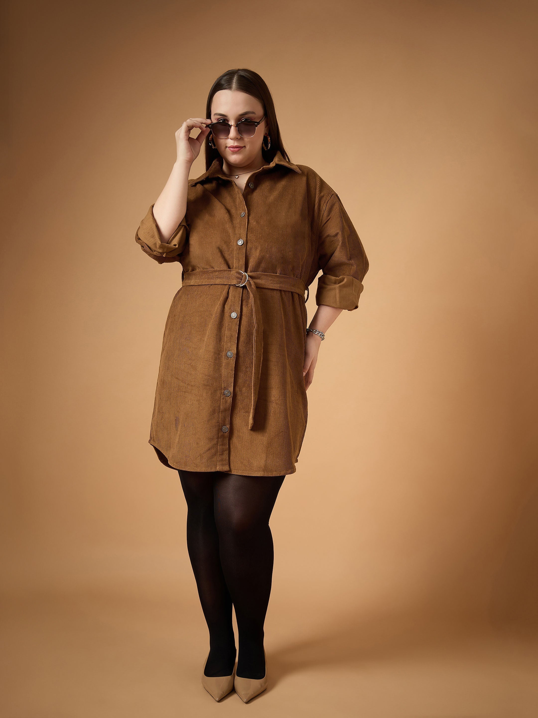 Women's Brown Solid Dress - Sassafras