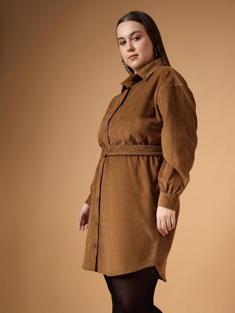 Women's Brown Solid Dress