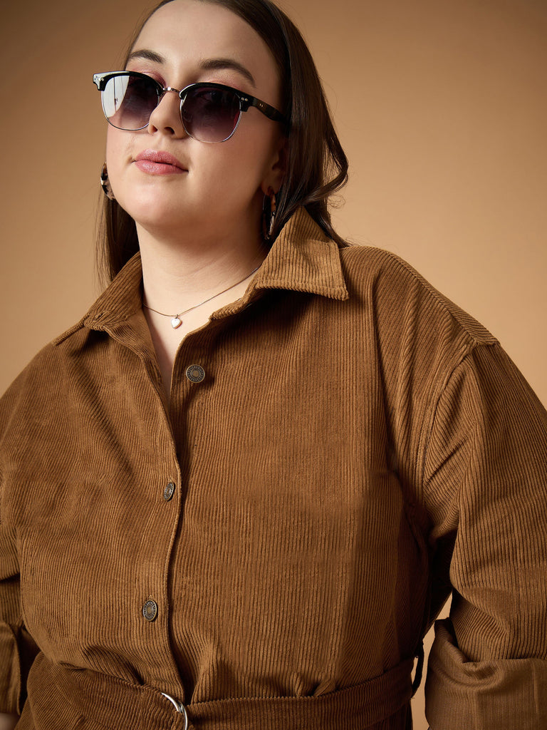 Women's Brown Solid Dress