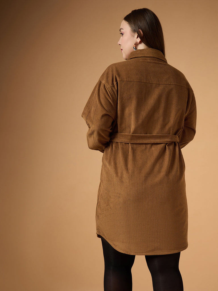 Women's Brown Solid Dress