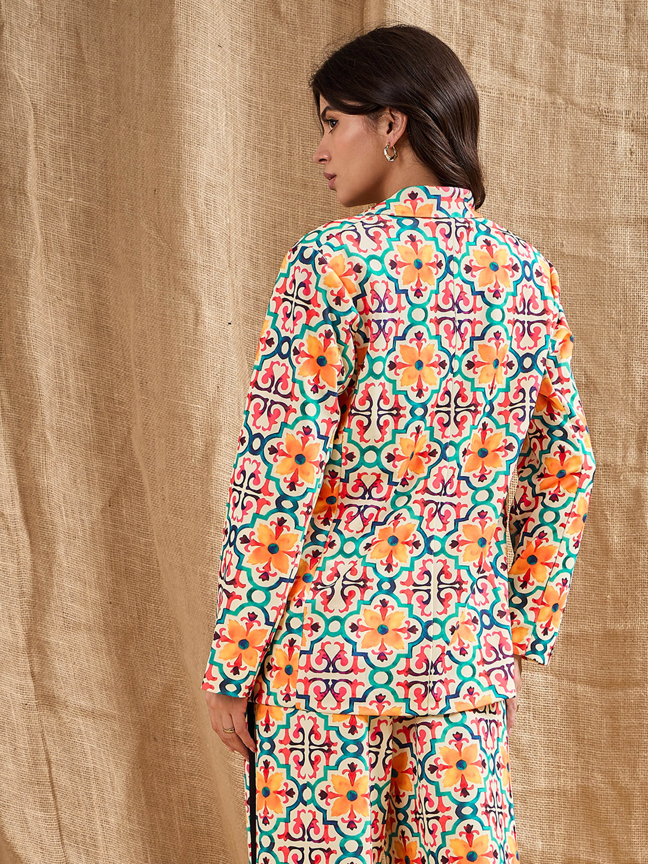 Women's Yellow Printed Blazer - Sassafras