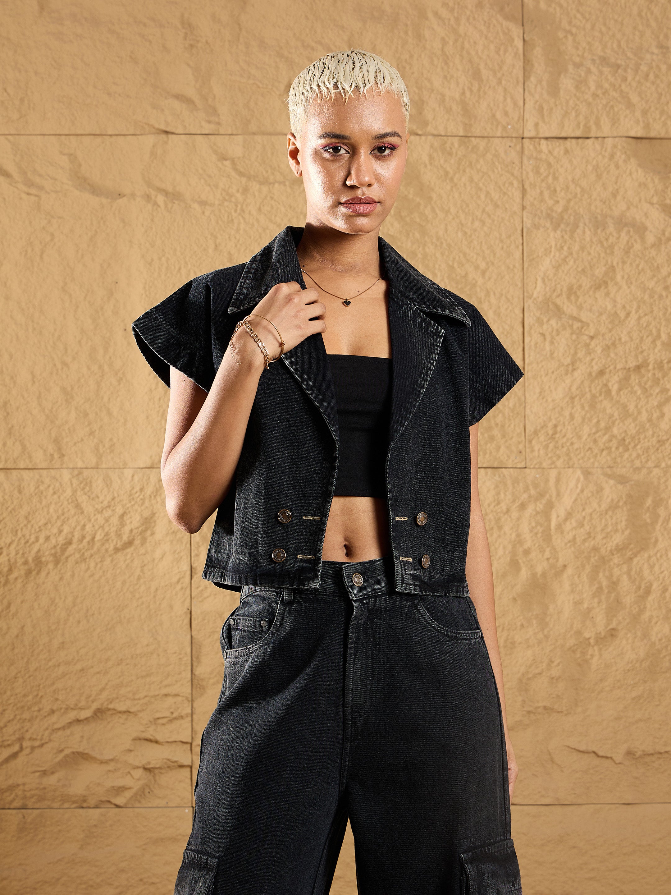 Women's Black Denim Co-Ord Set - Sassafras