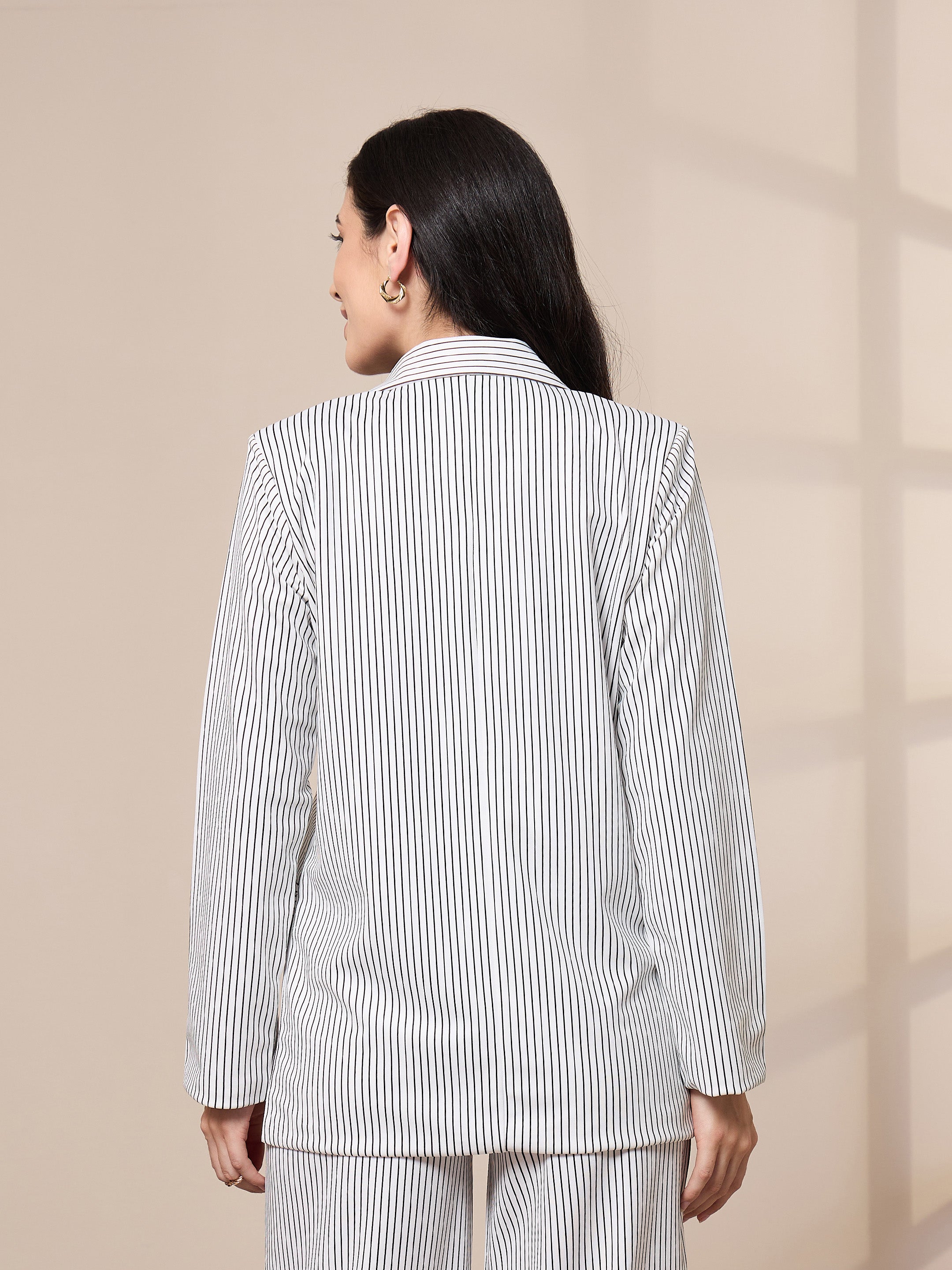 Women's White Striped Blazer - Sassafras