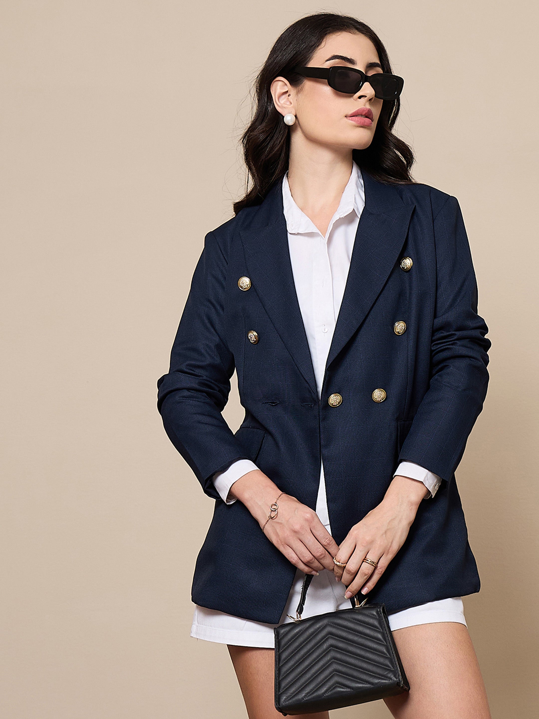 Women's Navy Blue Strong Blazer - Sassafras