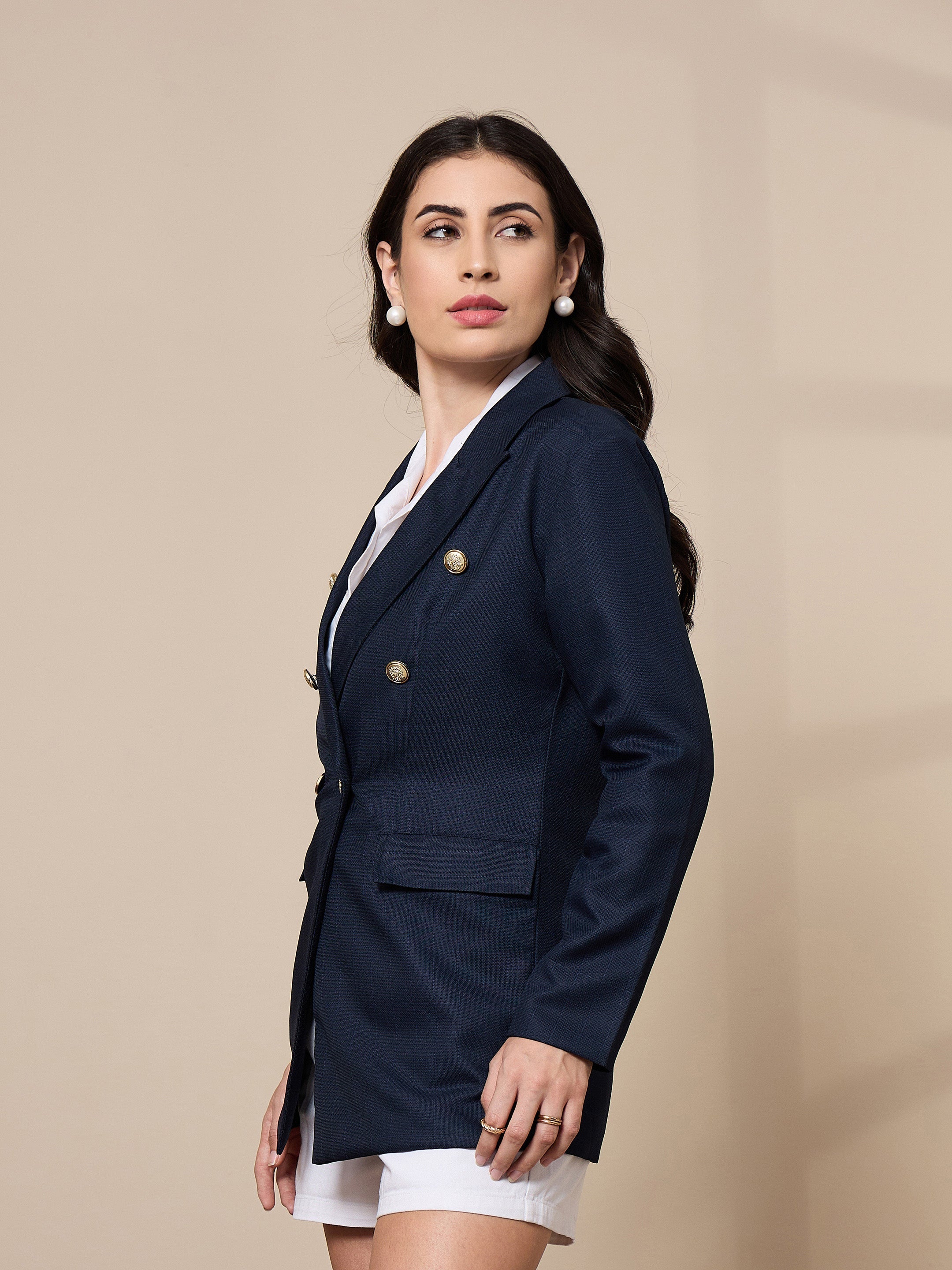 Women's Navy Blue Strong Blazer - Sassafras