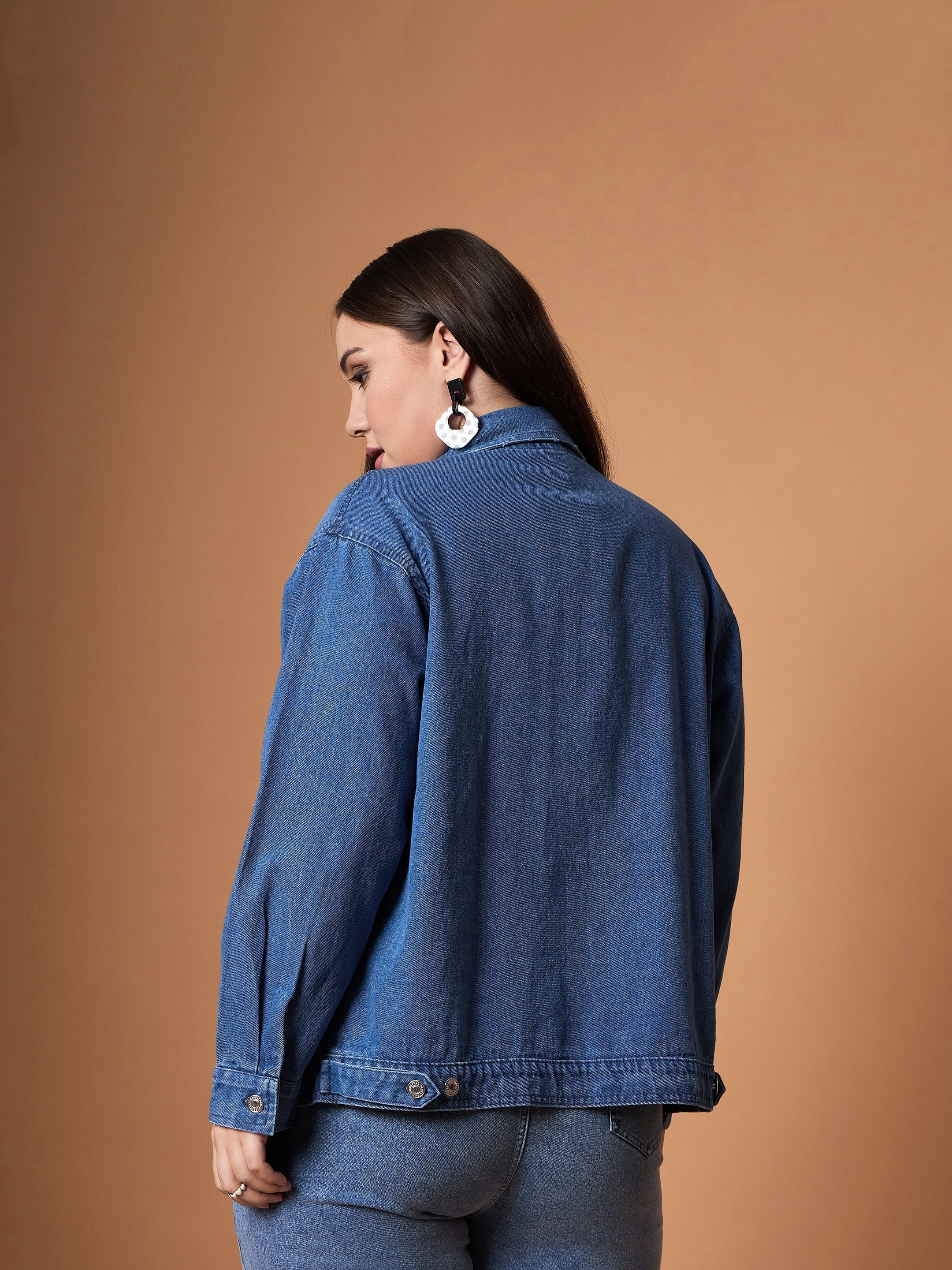 Women's Navy Blue Denim Jacket - Sassafras