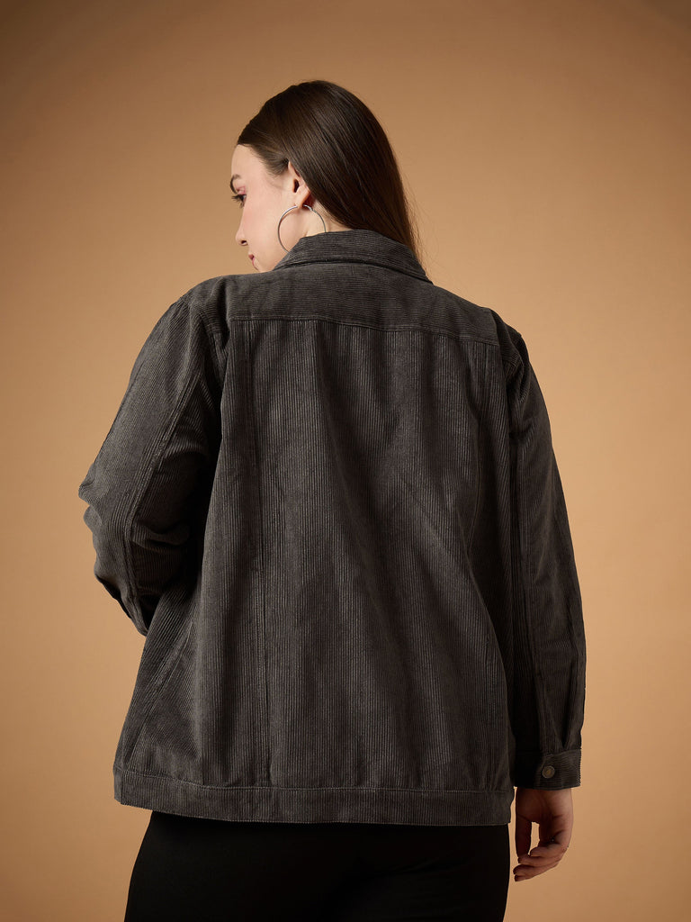 Women's Grey Solid Jacket